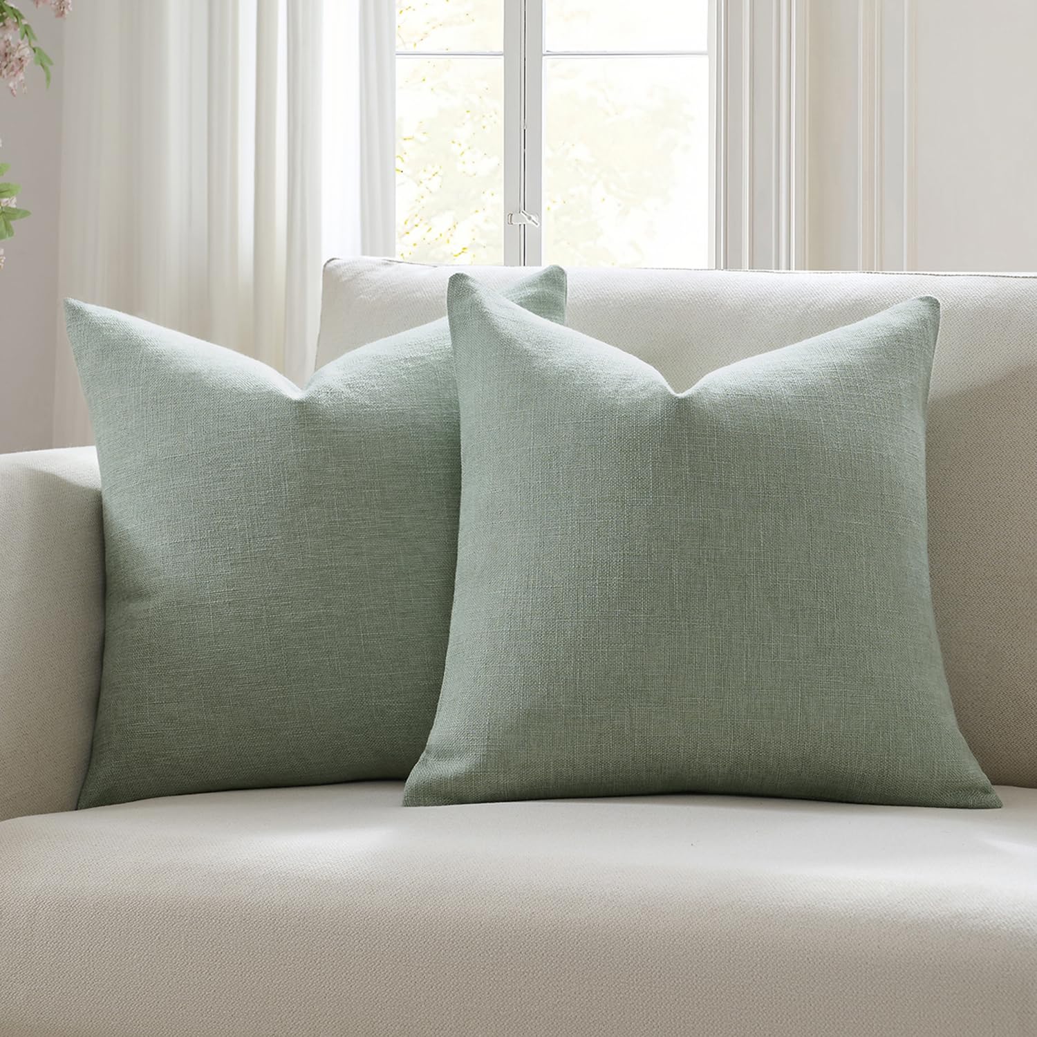 Spring Garden Pillow Covers (Set Of 4) – 20x20 Linen, Farmhouse Style, Hidden Zipper - View #9
