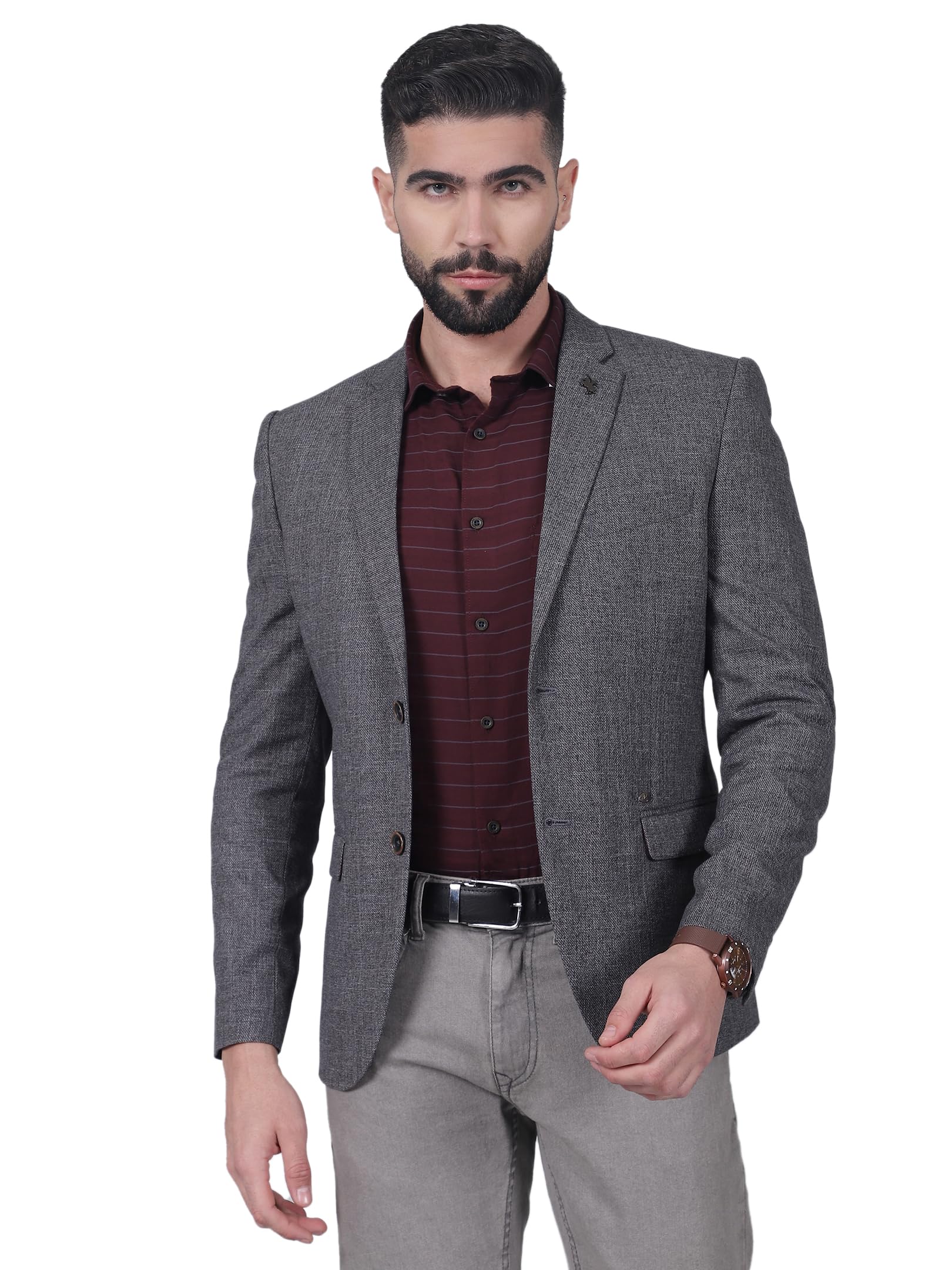 cantabil Men's Self Design Notched Lapel Collar Single Breasted Casual Blazer (P_MBZC00090)-picture-30