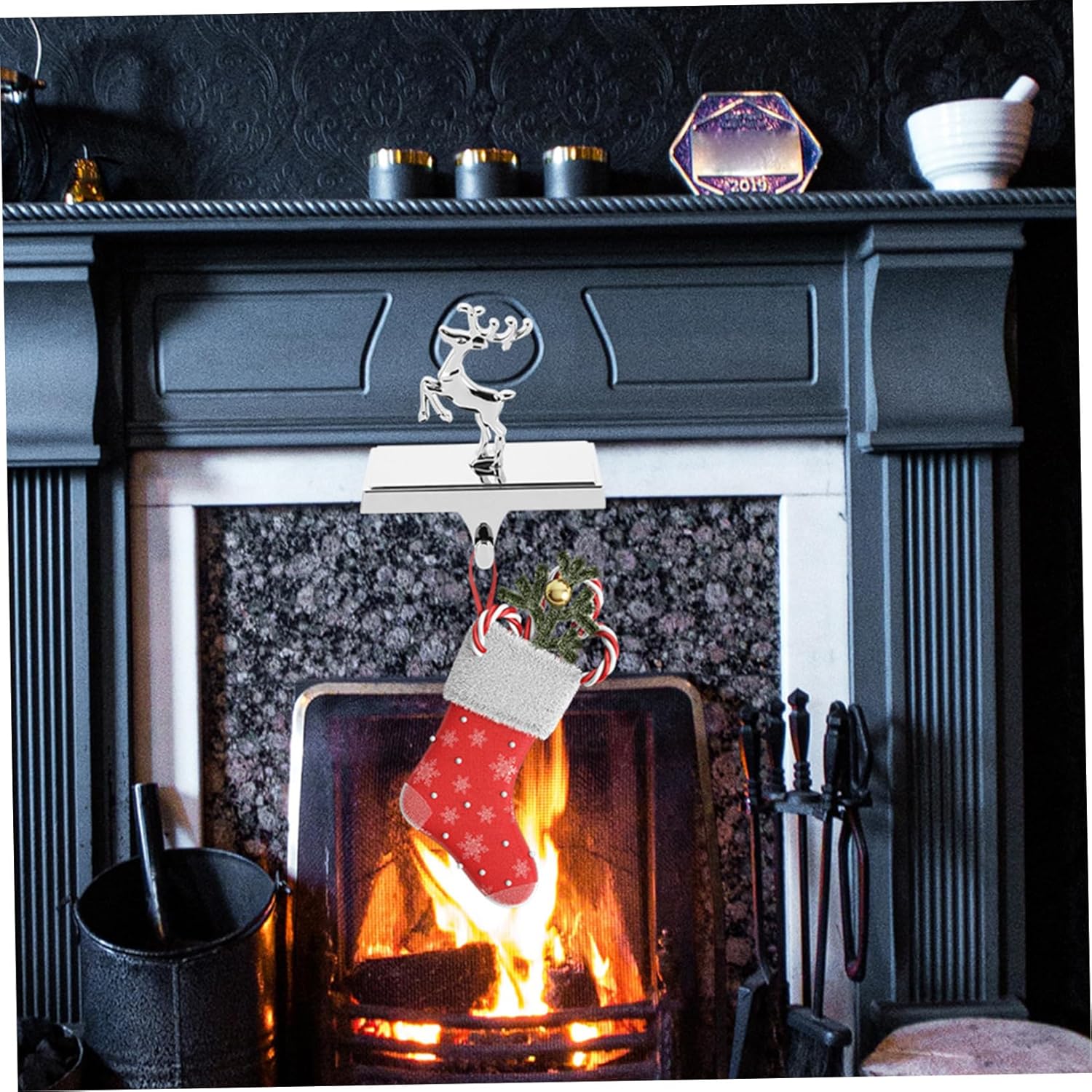 Deer Stocking Holder Christmas Decoration Hook Mantel Accessory Xmas Present