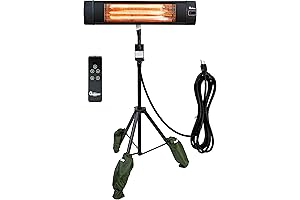 DR-338 Carbon Infrared Patio Heater with Tripod, Black, 23x40 Inches, 120 Volt Electric Garage Heater