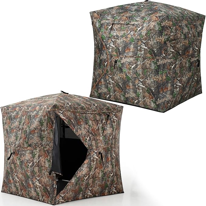 270 Degree See Through Ground Blind - 2-3 Person + Hunting Blind with Magentic Door