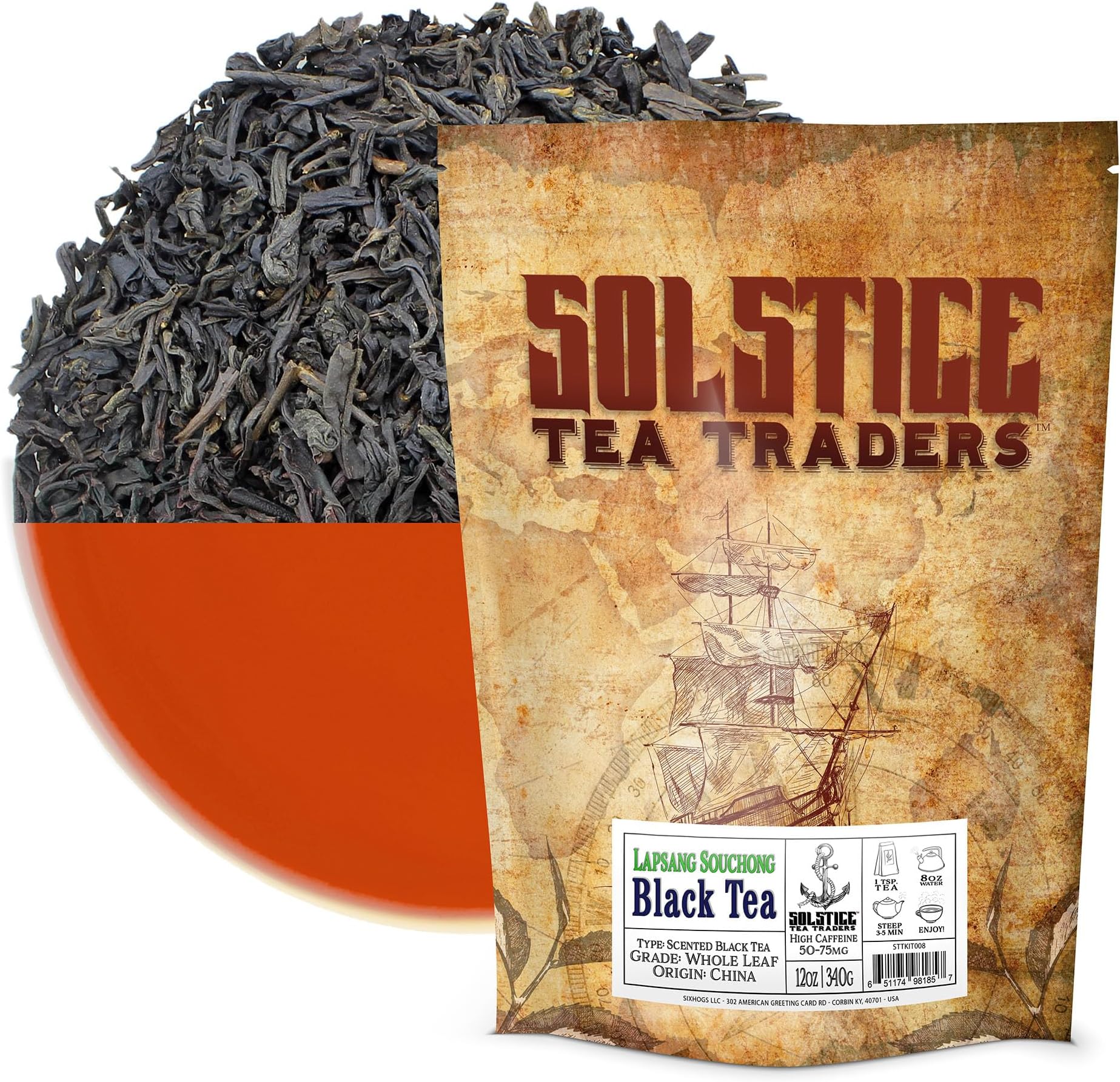 Solstice Lapsang Souchong Loose Leaf Tea (12 ounces), Traditional Chinese Pine-Smoked Black Tea Leaves Makes 130+ Cups of Tea