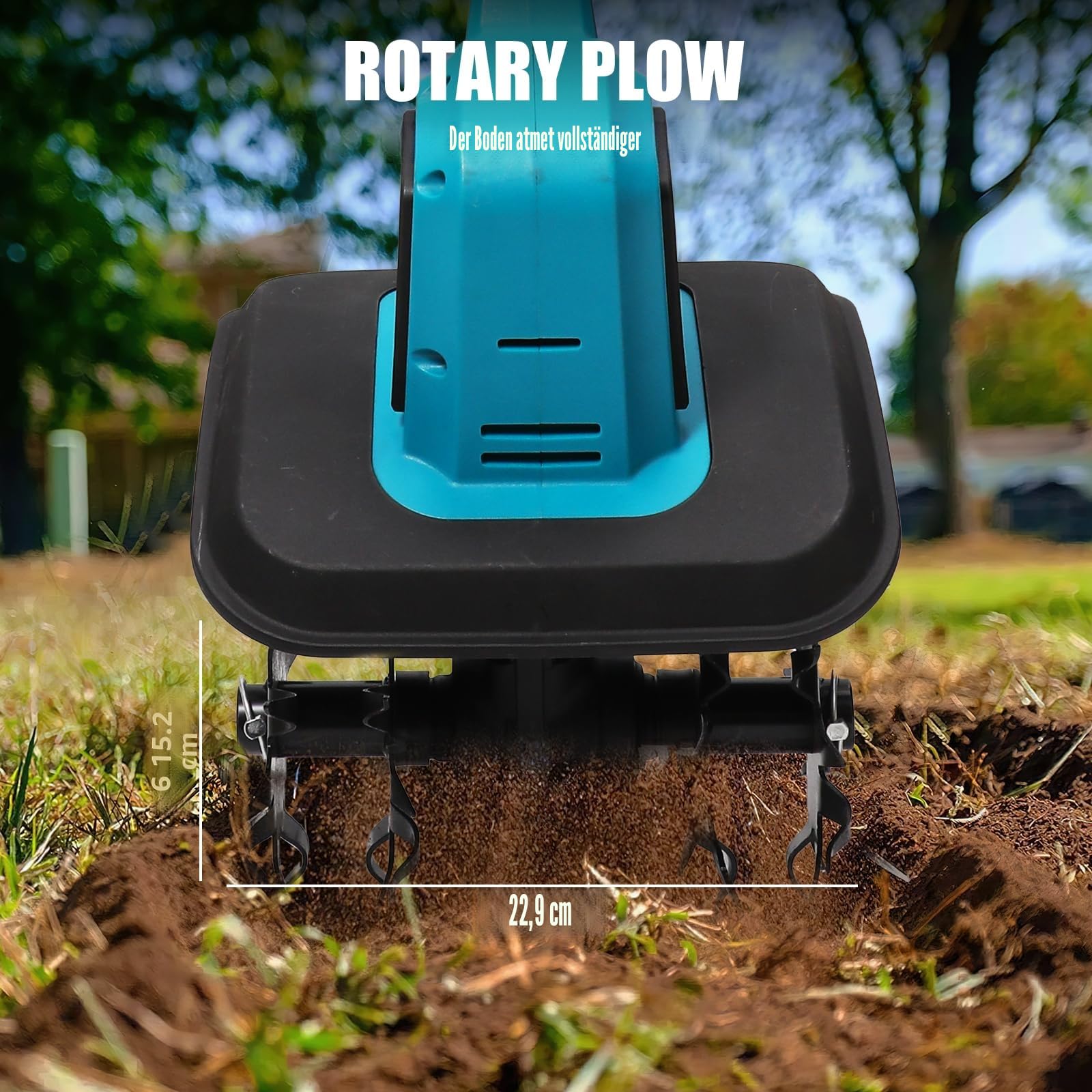 Akku-Bodenhacke für Makita 18 V Akku, Motorhacke mit bürstenlosem Motor, höhenverstellbar, Arbeitsbreite 20 cm, Arbeitstiefe 15 cm, für Garten und Hof (ohne Batterien)