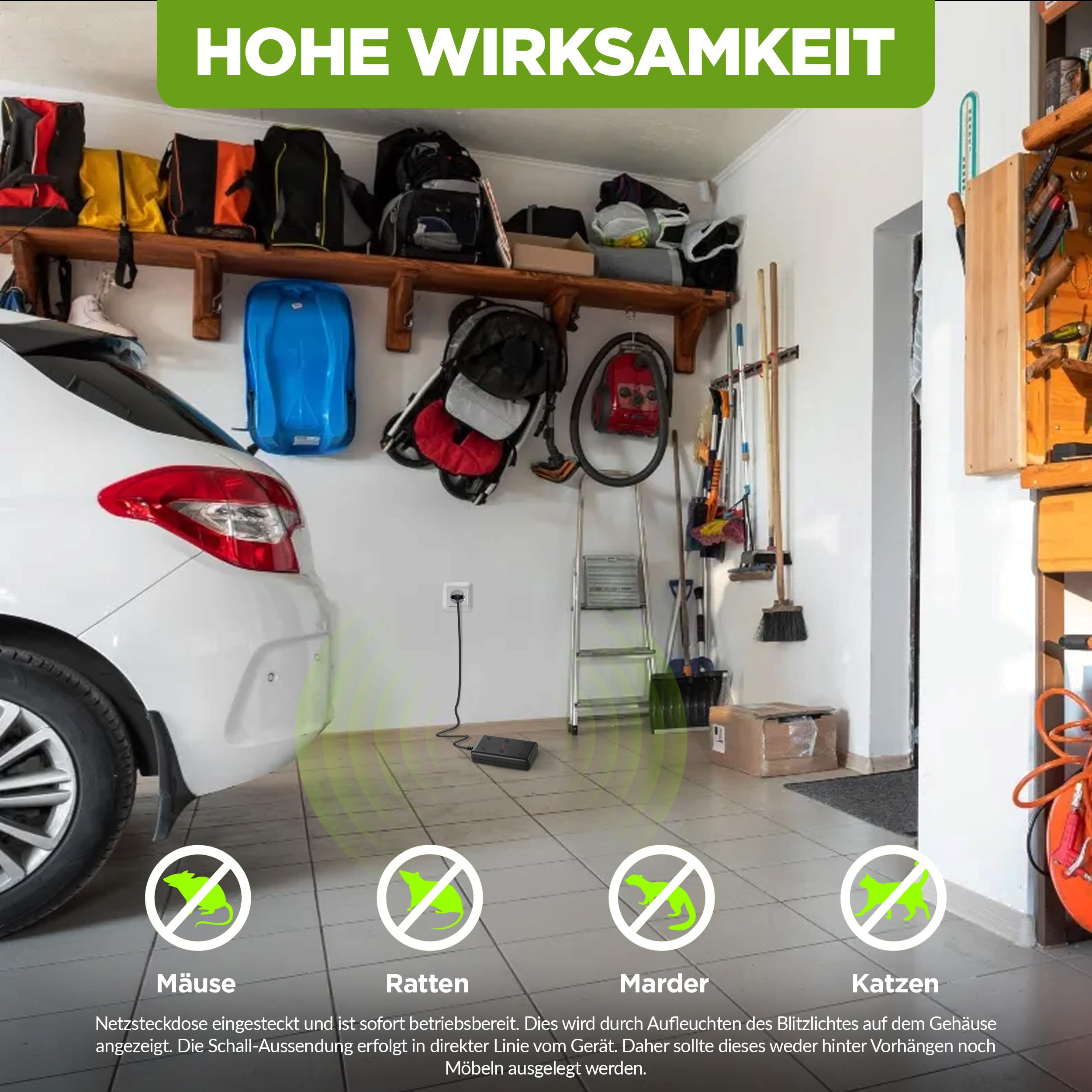 ISOTRONIC Ultraschall Marderschreck – Marderabwehr für Dachboden, Garage & Haus – Marderschutz gegen Marder, Mäuse & Ratten – Anti Marder Abwehr mit 50m² Wirkungsbereich (3 Stück)