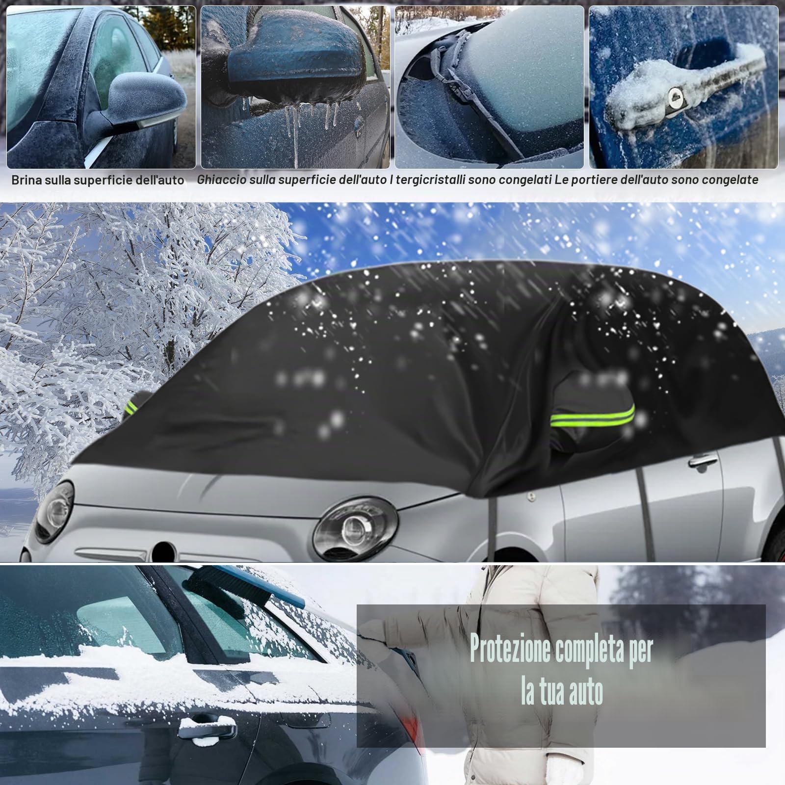 Telo Copriauto per Hatchback Universale 300*150*49cm, Copriauto Protettivo per Tetto Morbido Impermeabile Sostitutivo per Fiat 500/Abarth 595, per Up/Seat MII, per Picanto/Citroen C1, Mezzo Garage