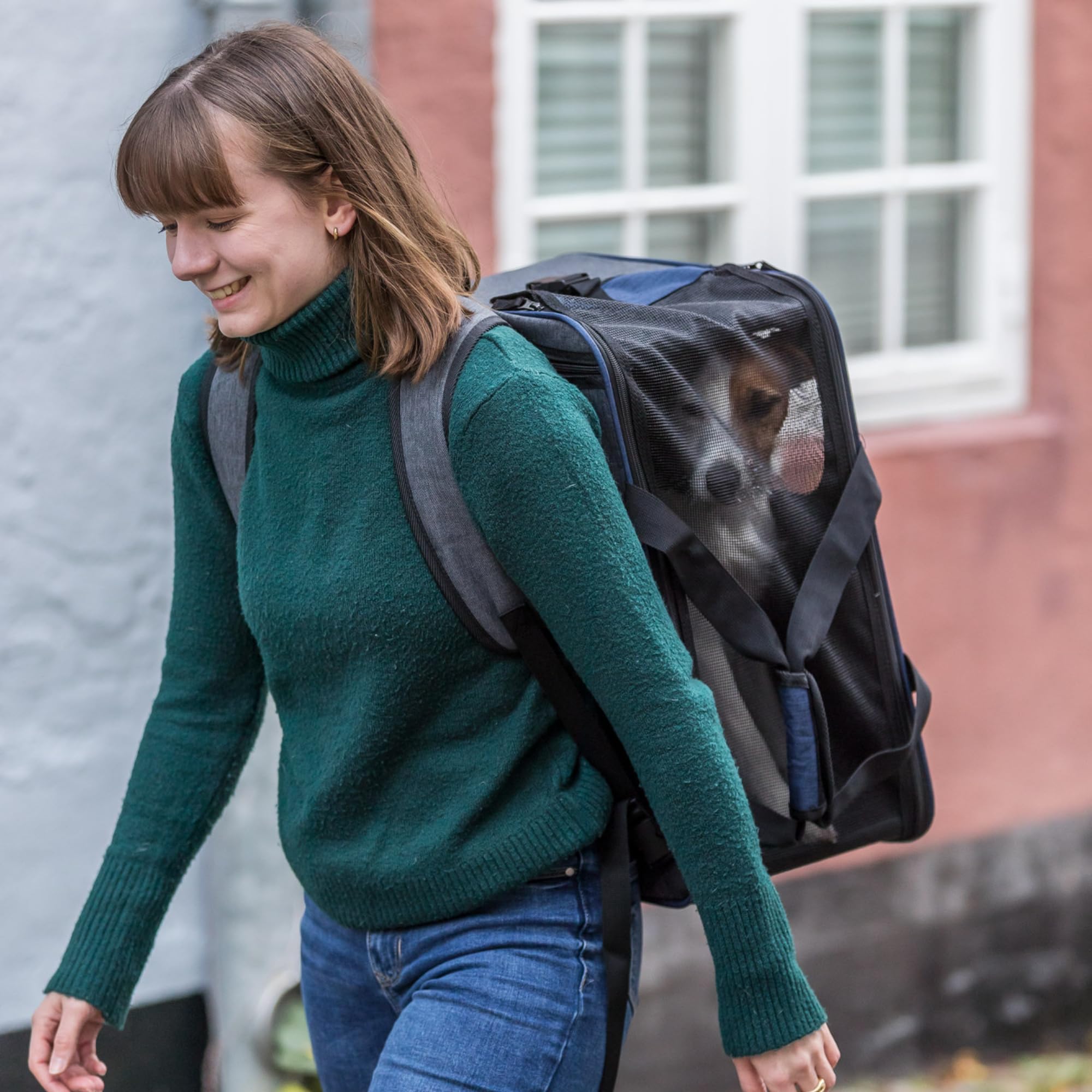TRIXIE Rucksack & Tasche Tara 2 in 1 - grau/blau 25 × 38 × 50 cm