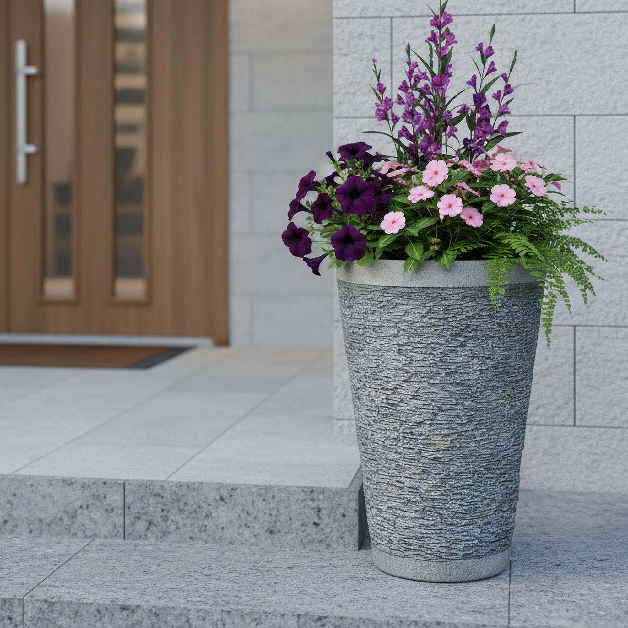 Arnusa Bac à fleurs, en pierre artificielle, aspect ardoise, résistant aux intempéries et aux UV, pour jardin, terrasse et balcon (BK-FP-02)