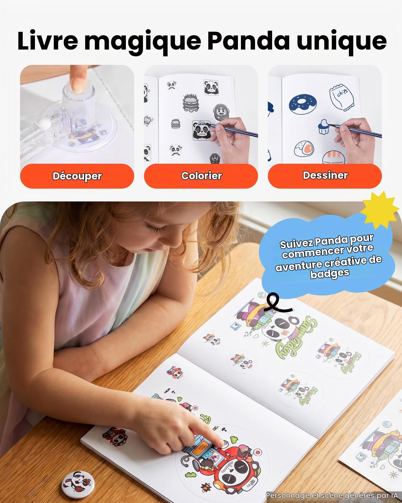 VEVOR Machine à Badges de 75 mm Presse à Badge avec 100 Ensemble de Matériels Livre Magique et Coupe-Cercle Machine à Fabriquer des Badges en Alu Kit Complet pour Personnalisation de Badge à Épingle