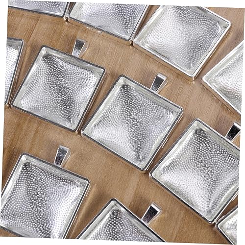 Miniatura 4 de EXCEART 60 juegos de bandejas colgantes colgantes de aleación colgantes colgantes artesanales bisel cuadrado Soporte inferior de vidrio, Cuero