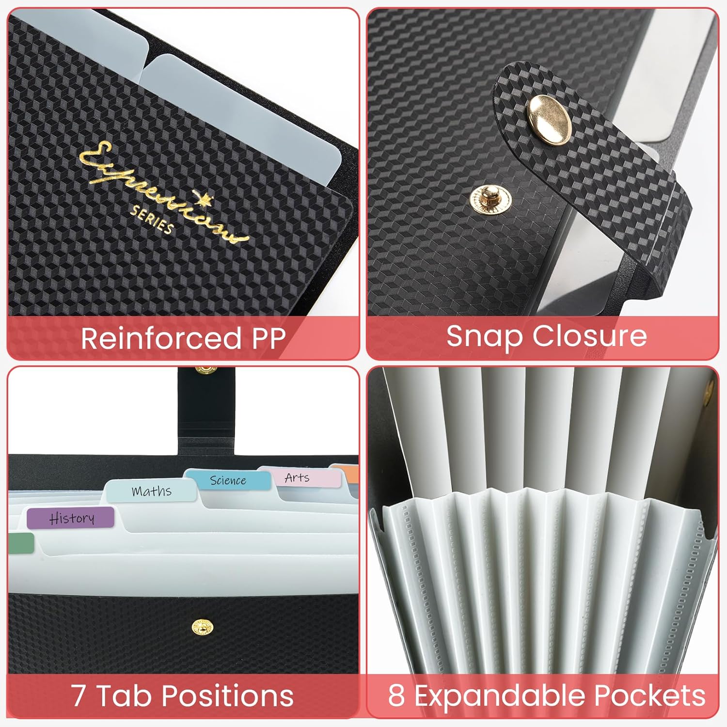 Sooez Accordion File Organizer, 8 Pocket Expanding File Folder with Labels, Letter Size Folders for Documents, Portable Paper Bill Receipt Organizer for Home School Office Supplies, Grey image 5 of 7 B0F8MFK4FQ