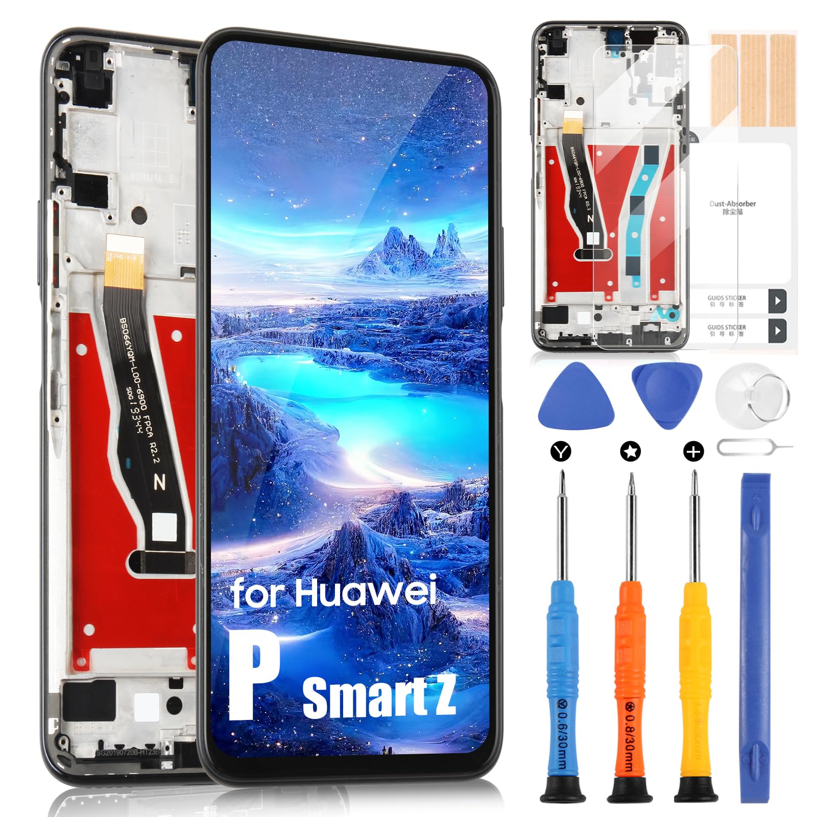 ARSSLY Schermo per Huawei P Smart Z Schermo di Ricambio per Huawei P Smart Z STK-LX1 6.59" LCD Display Touch Digitizer Completo Kit di Riparazione, Nero con Telaio