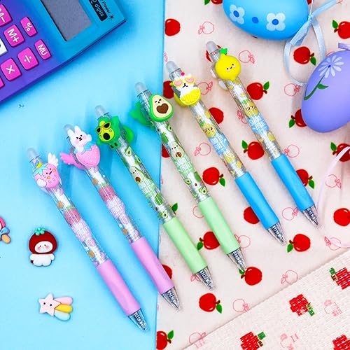 Miniatura 5 de Bolígrafos de gel borrables, 6 bolígrafos retráctiles de dibujos animados borrables, de punta fina de 0.020 in, hacen desaparecer los errores, tinta