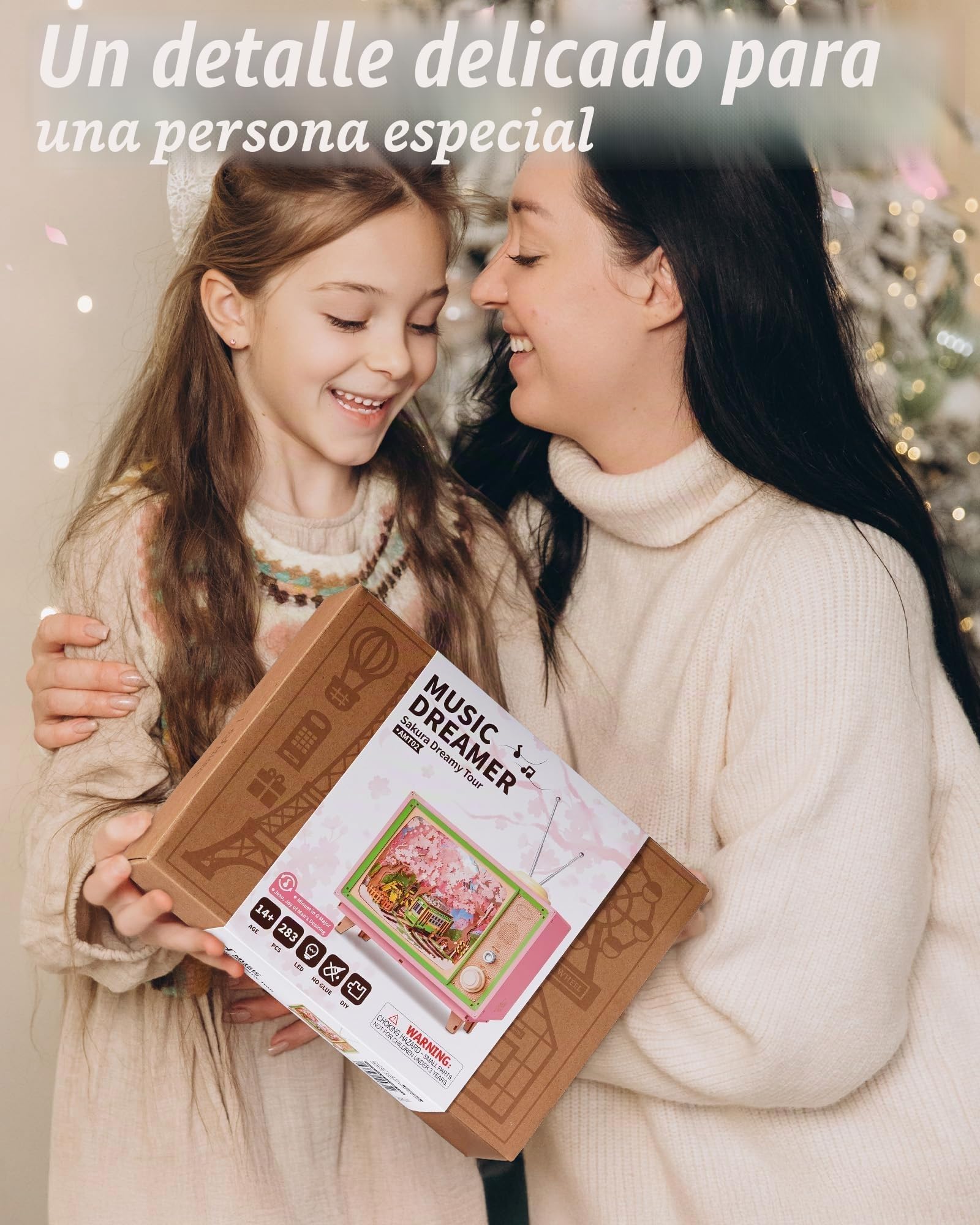 ROBOTIME Puzzle 3D de Madera Caja de Música Sakura Dreamy Tour, Maquetas para Construir Adultos con Luces y Música Clásica, Decoración del Hogar, Regalo Creativo para Mujeres y Niñas