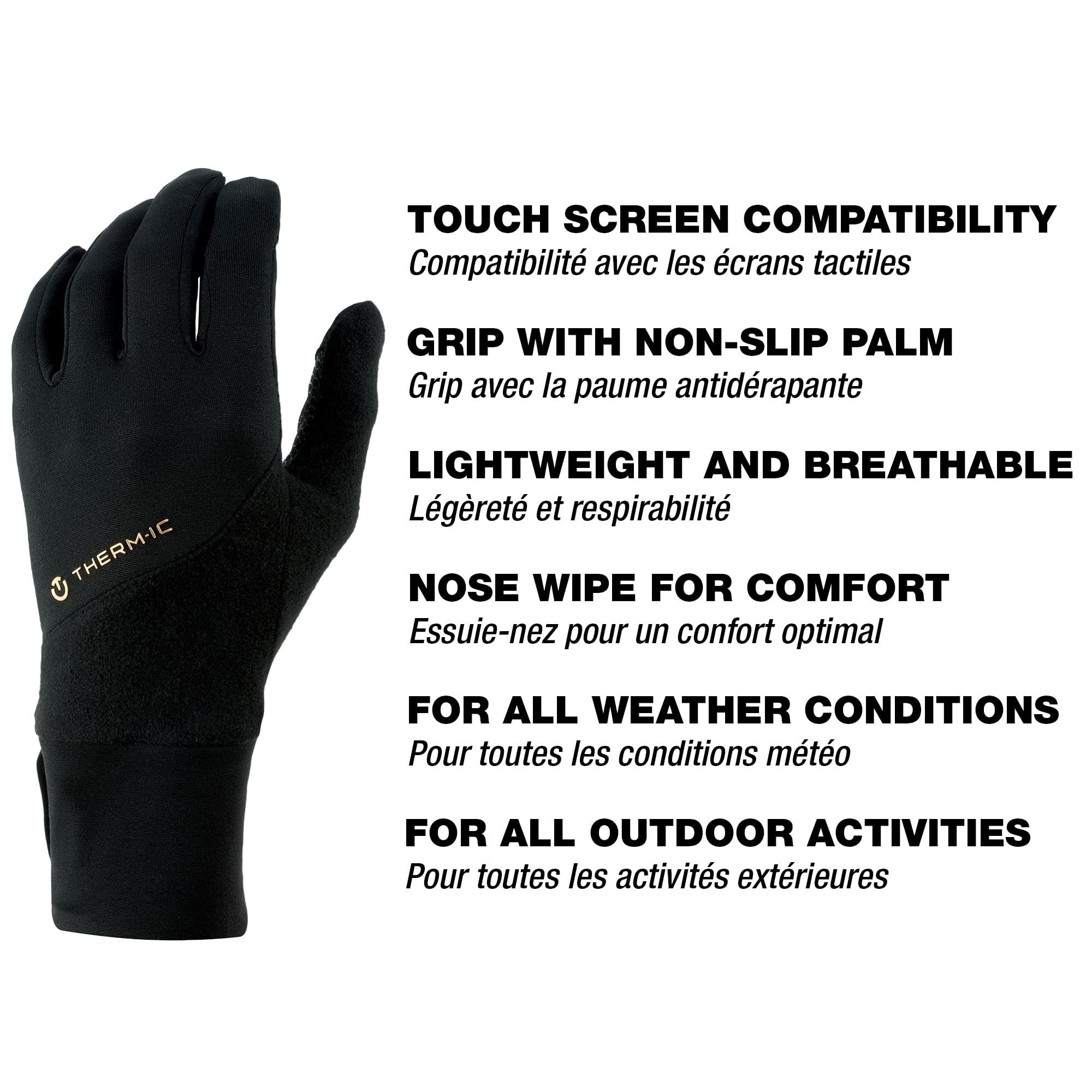 Thermic Gants Fins Tactiles, Active Light Tech, Léger et Respirant, Gants pour Le Ski, Randonnée, Vélo, Course à Pied