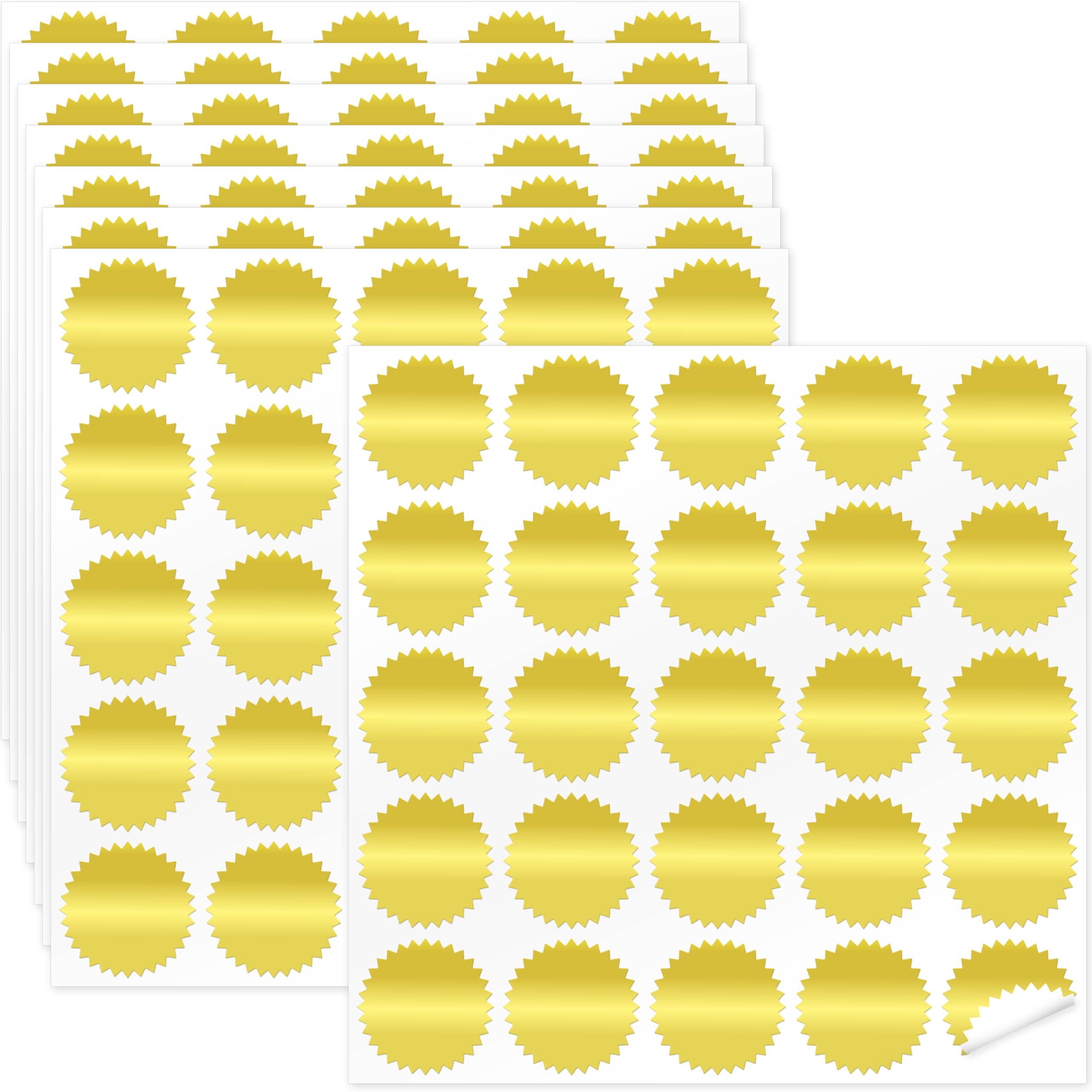 Photo 1 of **2 PACKS** 200 PCS Gold Metallic Stickers, Golden Blank Stickers with Serrated Edge, Round Gold Foil Self-Adhesive Wafer Sticker Seal Labels for Envelop, Certificate (Each 2 inches)