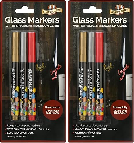 Miniatura 8 de Parker & Bailey Glass Markers - Metallic Markers Wine Glass Markers Washable Wine Markers for Window Mirror Ceramics Drink Glasses Bottles Non-Toxic