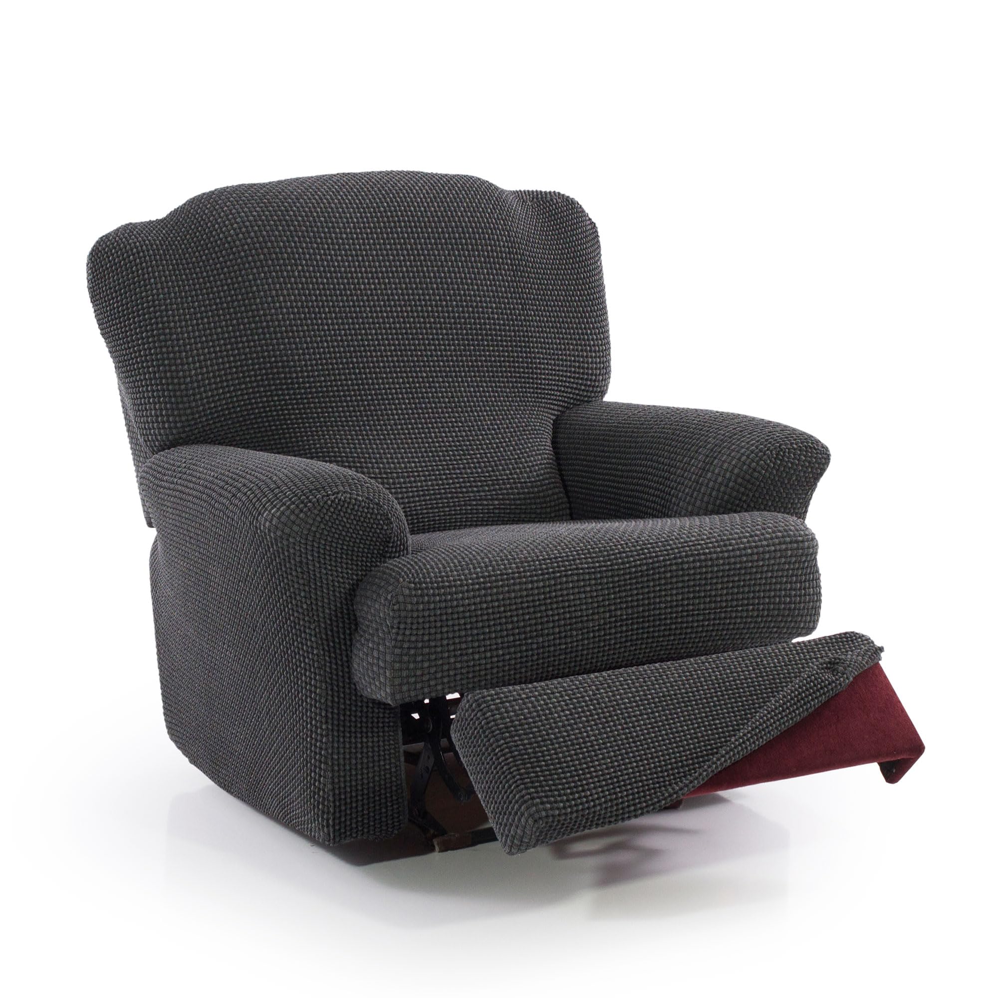 FAVERTI® Funda Super Elástica Sillón Relax de 70 a 90cm | Modelo NOVELE | Gris Oscuro | Funda sillón reclinable pies Separados | Protector de Calidad de Tejido Jacquard Tacto algodón OEKO-TEX STANDARD 100
