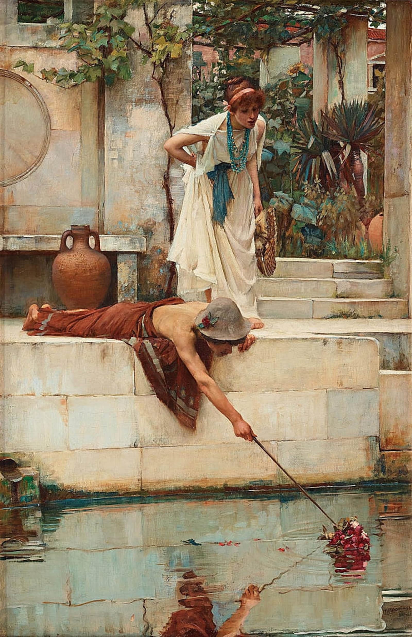 SERENDIPITP Aesthetic Poster Photo Wall Print Retro Picture Echo and Narcissus by John William Waterhouse Modern Wall Artwork for Home Decor 60x90cm