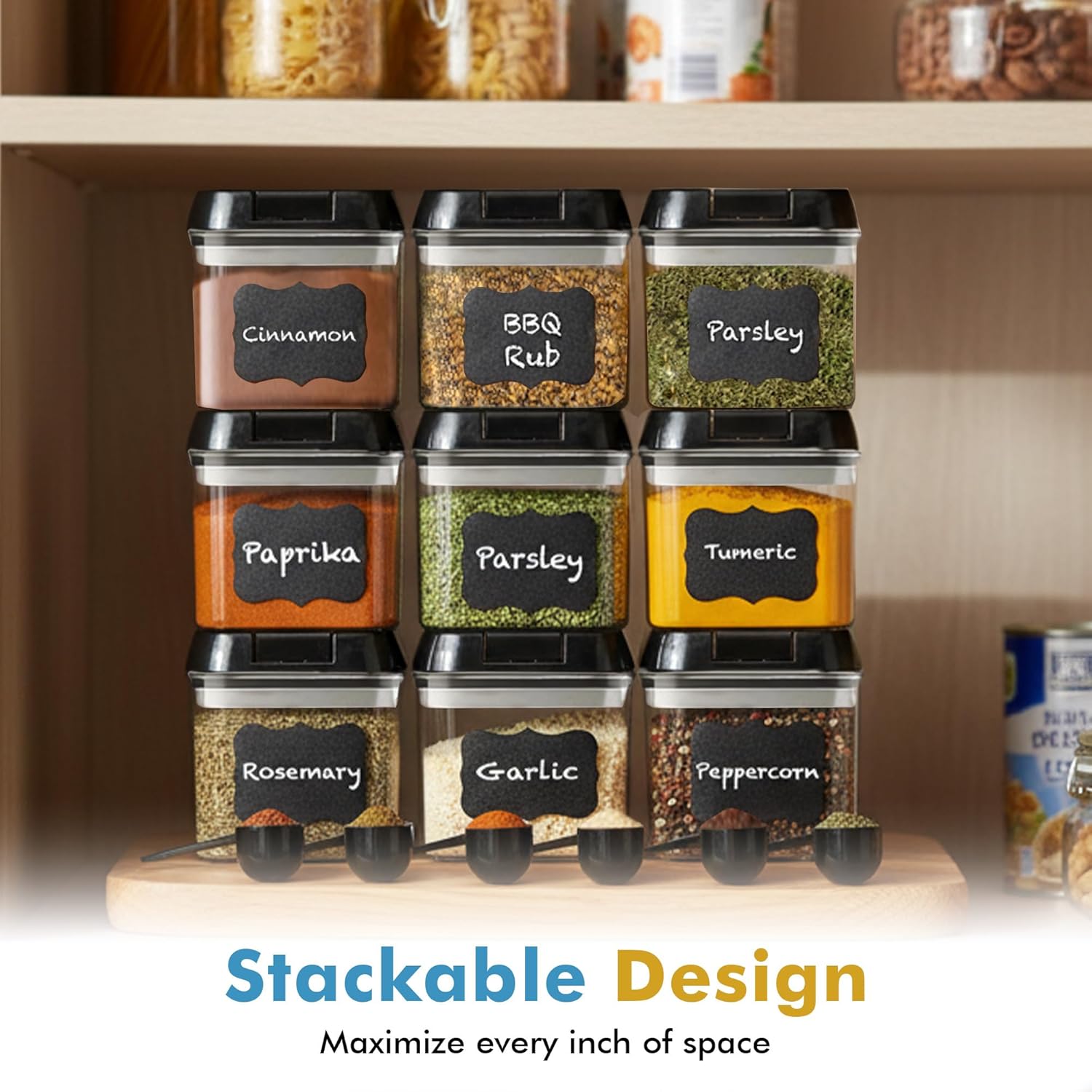 Shazo 9 PC Airtight Food Storage Containers - BPA Free Clear Plastic Snack & Spice Containers with Easy Lock Lids - Kitchen and Pantry Organization for Herbs, Coffee, Tea - 0.5L / 2.1 Cups - Image 7