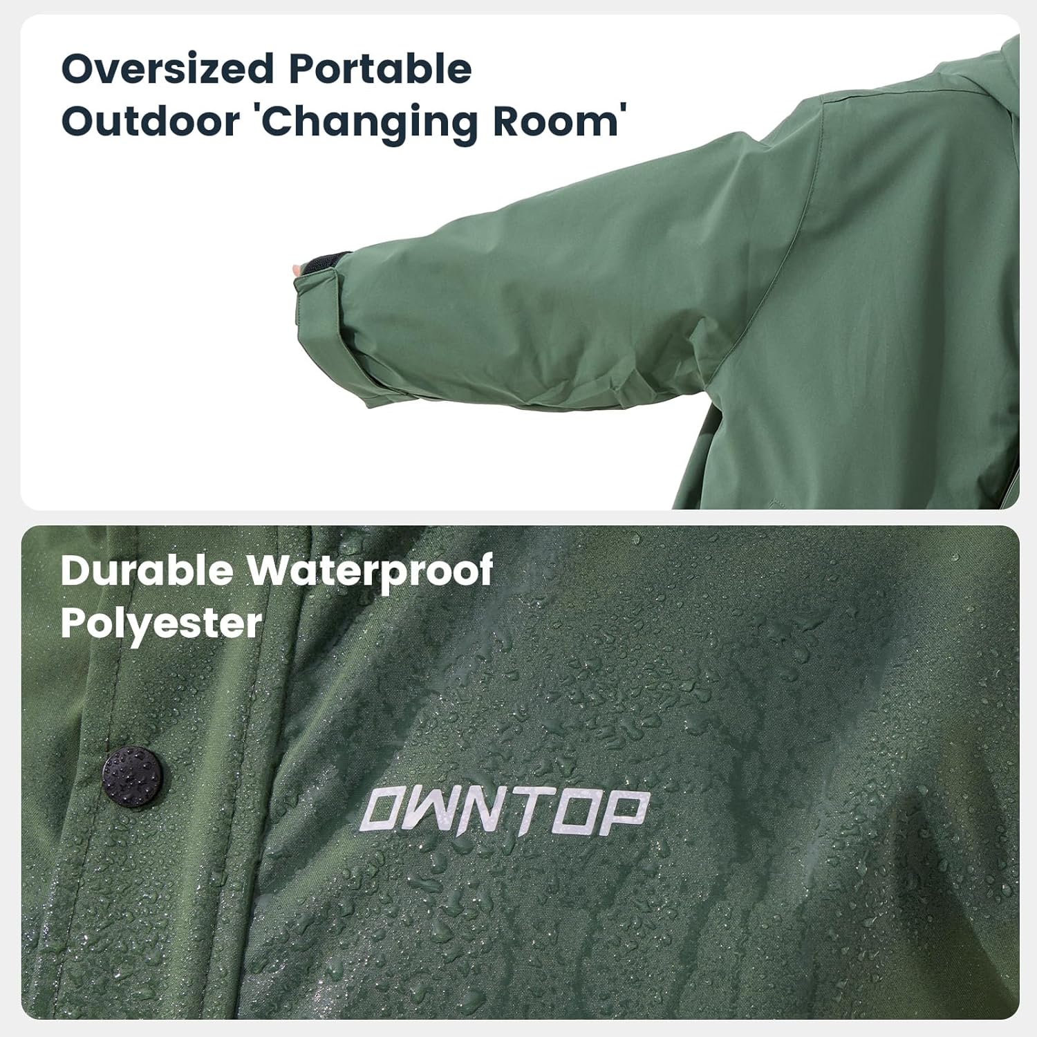 Owntop Waterproof Swim Parka for Kids Youths and Adults - Unisex Hooded Surf Poncho, Oversized High-Low Hem Windproof Changing Robe, Sherpa Winter Warm Beach Towel Jacket with Pockets - Image 4