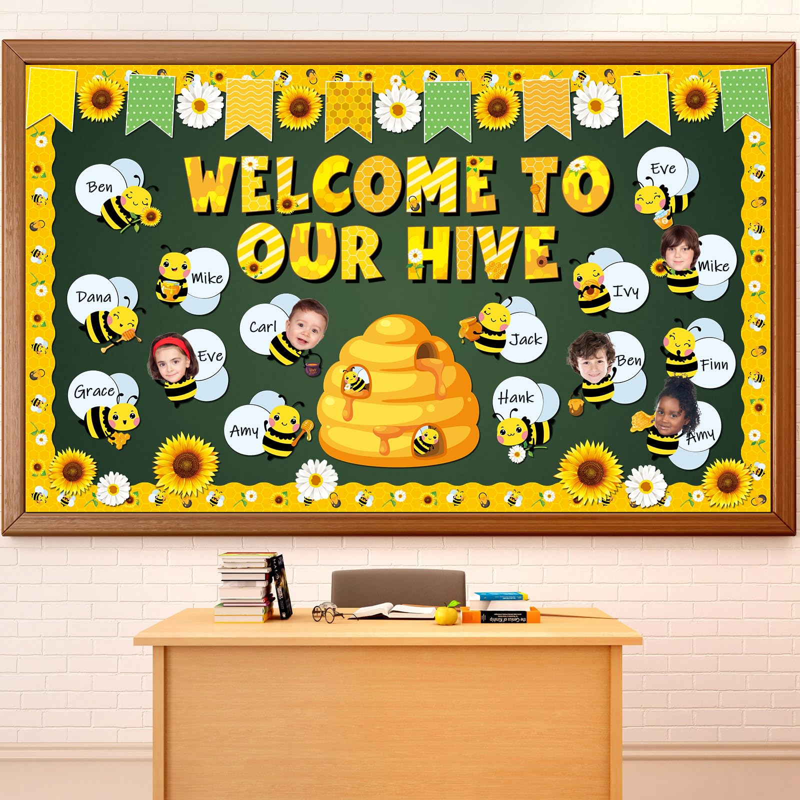 gisgfim Spring Bee Bulletin Board Decorations Set Bee Sunflower Paper Name Tags Paper Cutouts Welcome to Our Hive Classroom Bulletin Board Decor for