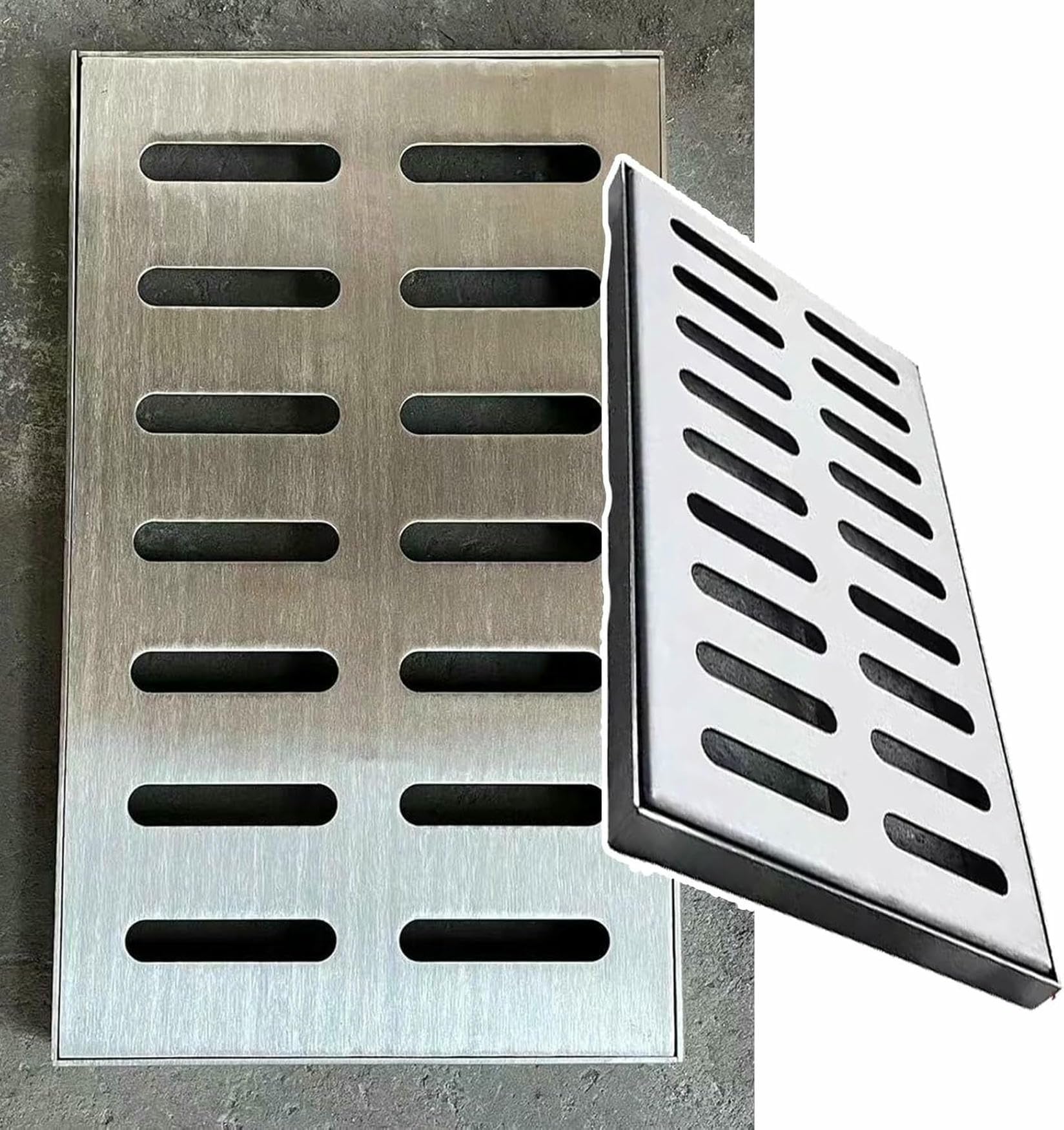 Caniveau extérieur pour terrasses et cuisines d'été avec grille de drainage en inox