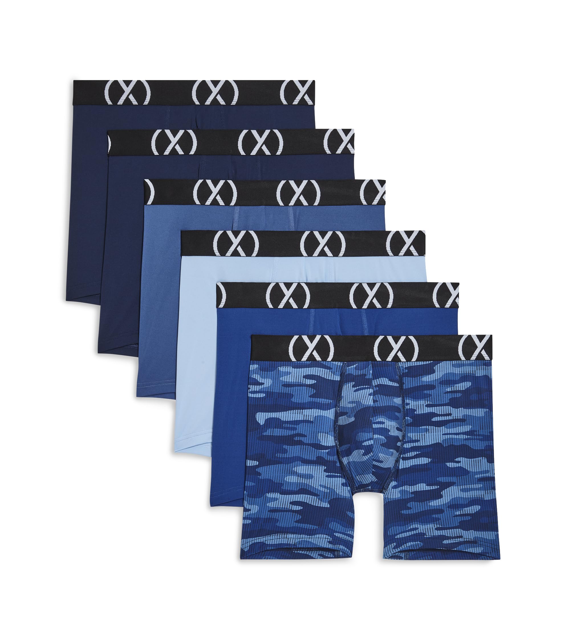 2(X)IST mens (X) Sport 6-pack Boxer Brief, 2-varsity Navy/Monaco Blue/Powder Blue/Power Blue/Tech Camo-dark Denim, M