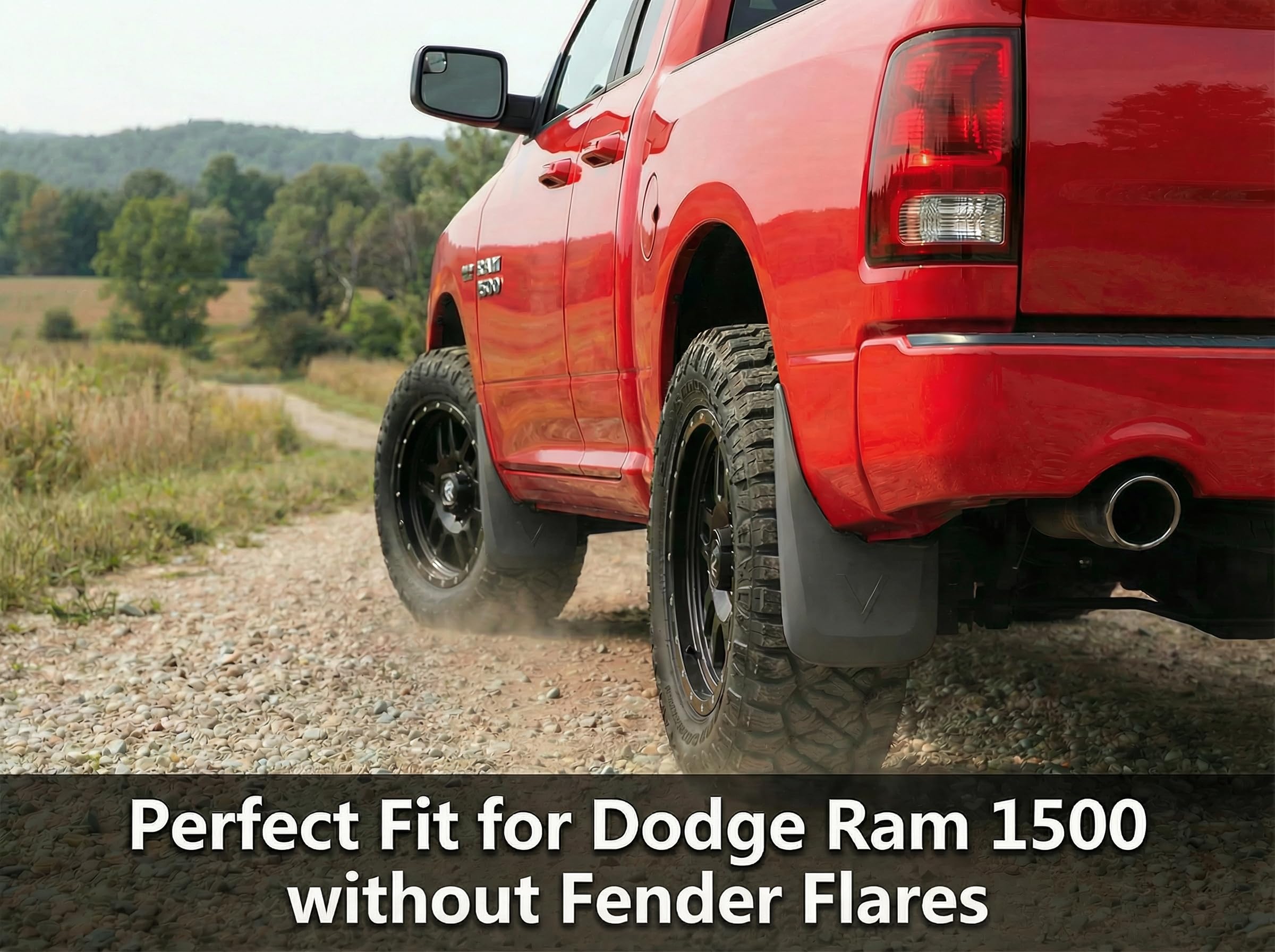 Mud Flaps for Dodge Ram 1500 2019–2024 Accessories – Heavy Duty No Drill 4PCS Splash Guards Without Fender Flares (NOT fits Classic or TRX Models)– All Weather Pickup Truck - 3