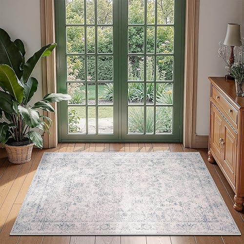 Miniatura 38 de jinchan Tapete de pasillo o cocina lavable, de época, reverso de hule antideslizante, ultradelgado, floral, para dormitorio, baño, lavandería y sala