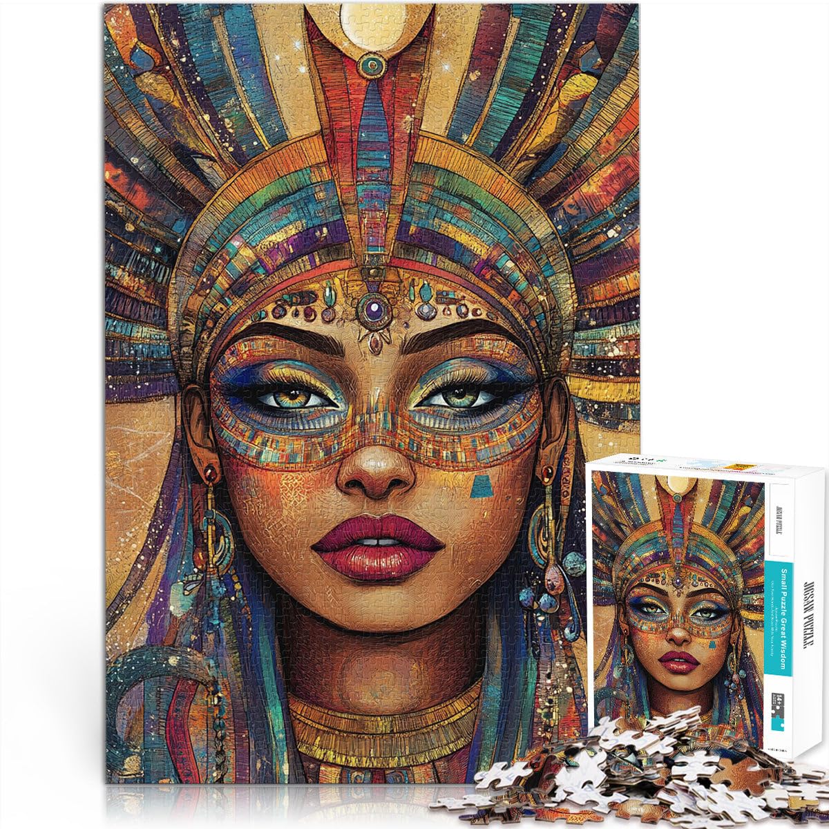 for Adults 2000 Piece Puzzle Exquisite Egyptian Queen Made of cardboard,for age 14 years and over educational toys for learning 。size:70x100cm/27.5x39.3inch — image 1