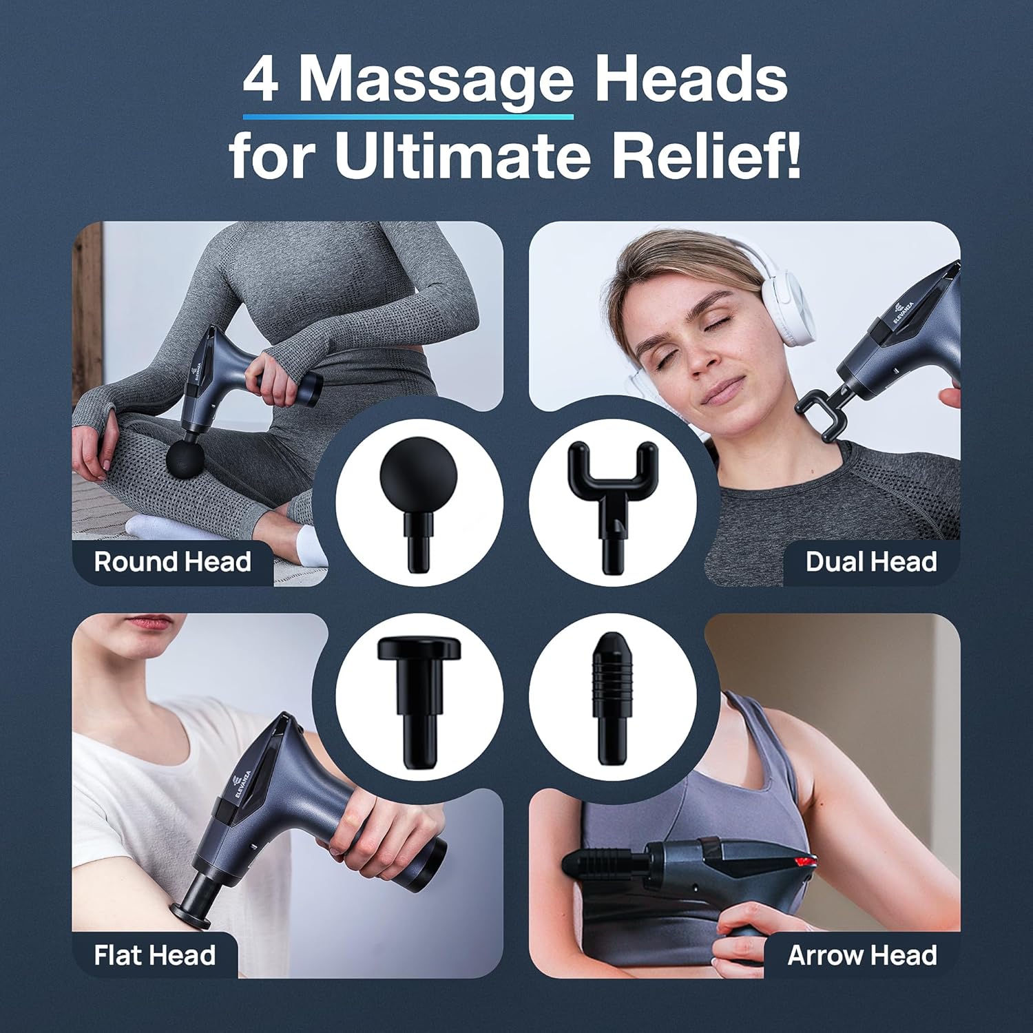 3-in-1 Massage Gun Extended Handle & Belt with 12 Speed Levels & 4 Replaceable Heads for Athletes, Gym Recovery and Seniors Back Pain |Back Massage Belt & Extended Handle Deep Tissue Massage - Image 6