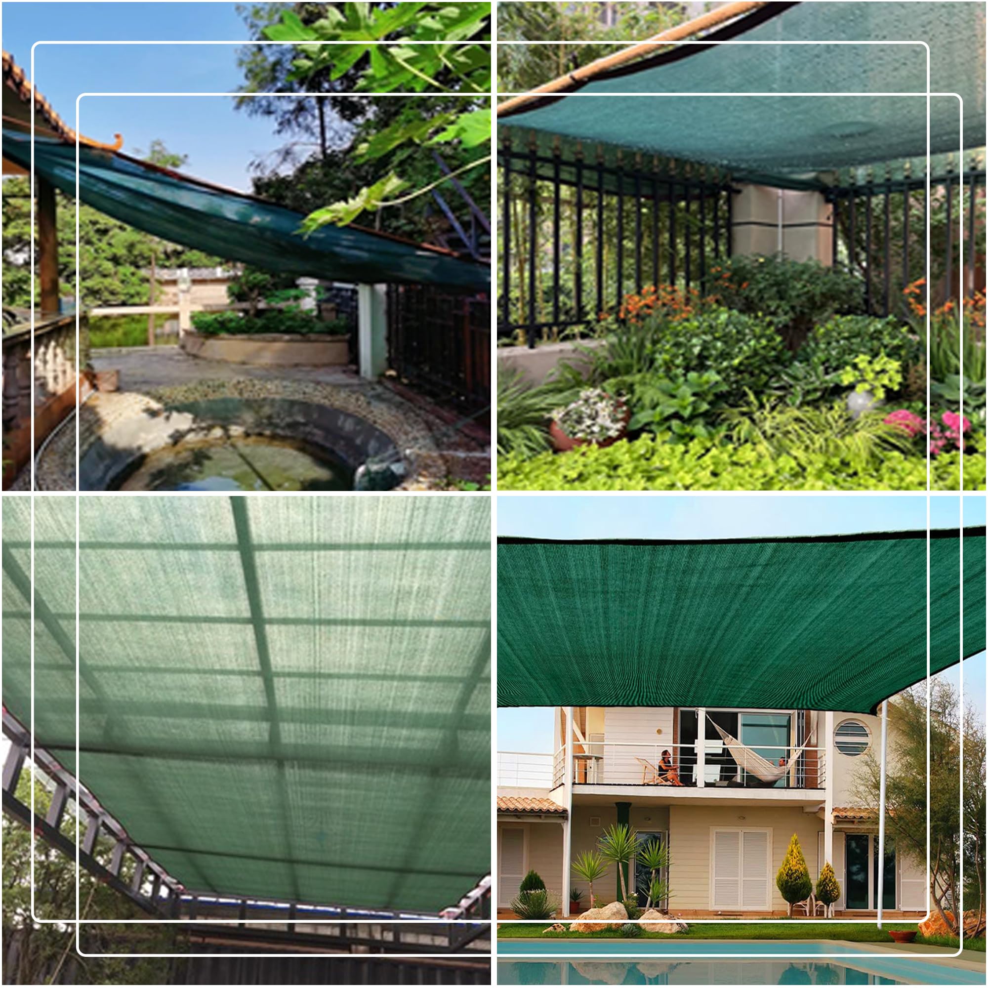 SSFMSF Toldo Vela de Sombra Red de Protección Solar, 90% Malla Sombreadora de Bloque UV Pantalla de Privacidad Malla Sombra con Ojales para Exterior, Patio Jardín. (Verde Oscuro ｜ 9 * 20m)