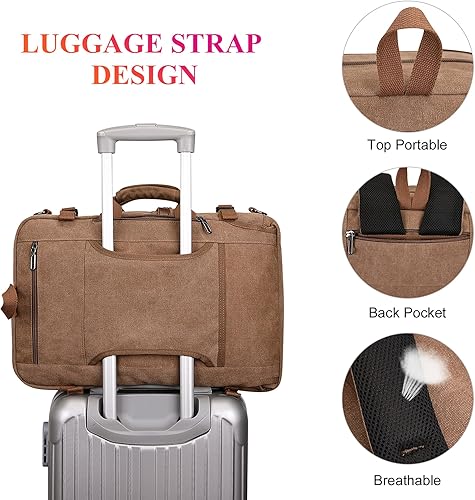 Miniatura 5 de WITZMAN Mochila de viaje de lona para hombre, mochila grande para computadora portátil, apta para mochila de hombro convertible de 16 pulgadas