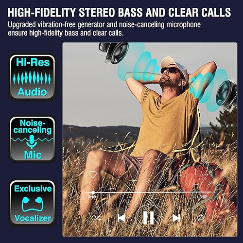 Miniatura 6 de Auriculares de conducción ósea, auriculares deportivos inalámbricos Bluetooth de oreja abierta actualizados 2023 con micrófono, 10 horas de