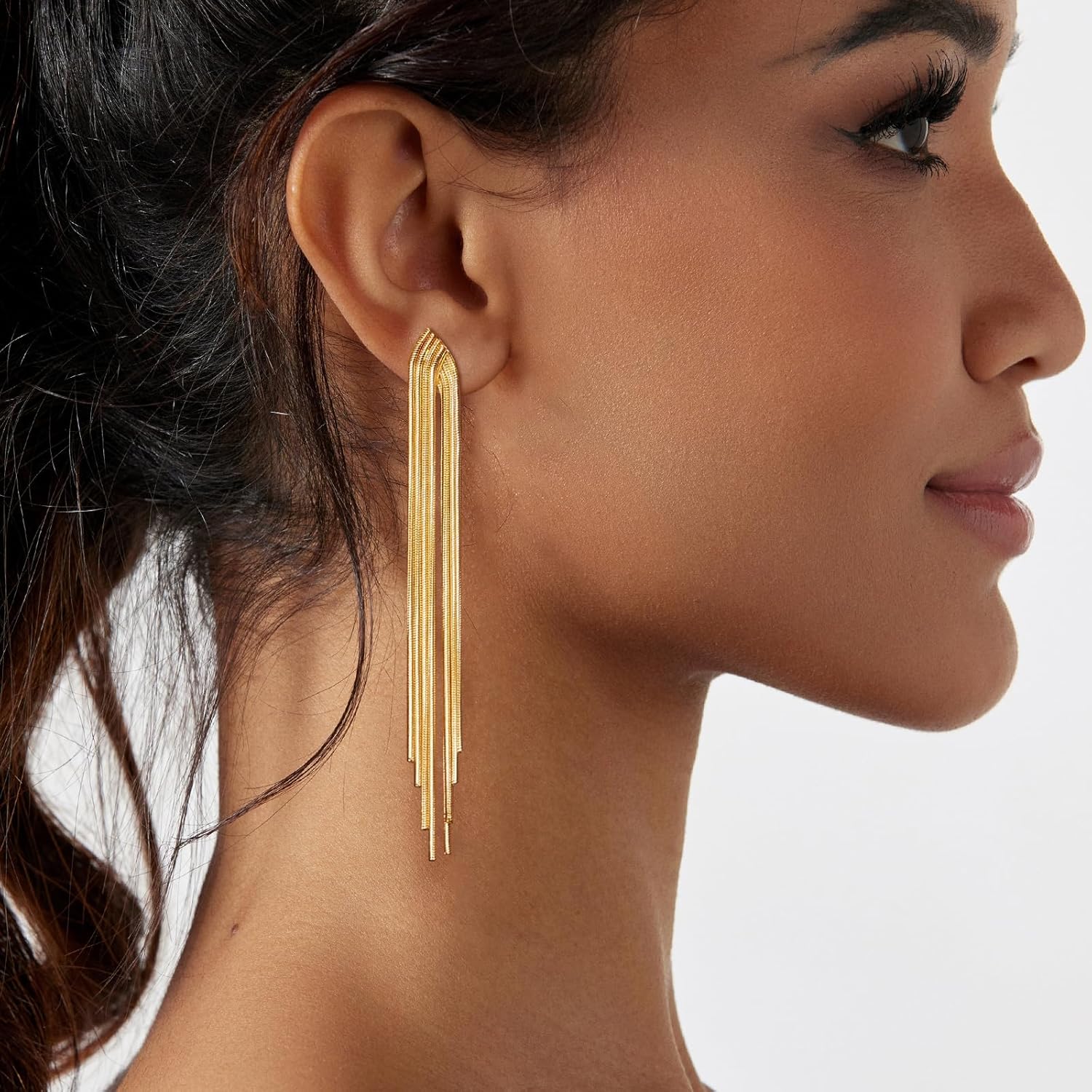 Luxval Rhinestone Earrings Dangling for Women Sparkly Silver Dangle Earrings Girls Long Chandelier Earrings Tassel Lightweight Ear Studs Cubic Zirconia Crystal Statement - Image 4