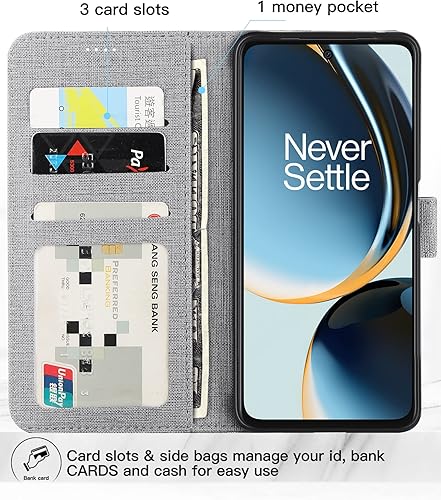 Miniatura 3 de Foluu Funda para OnePlus Nord N30 5G, con cierre magnético, ranuras para tarjetas, soporte para dinero en efectivo, soporte de TPU transparente, a