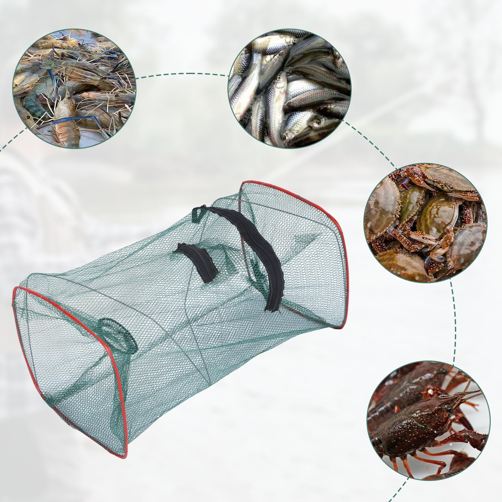 Lot de 4 filets à poissons, réussite à appât, pliable, pour filet de lancer pour la pêche, cage à crevettes simple et cage de pêche (46 x 22 x 22 cm)