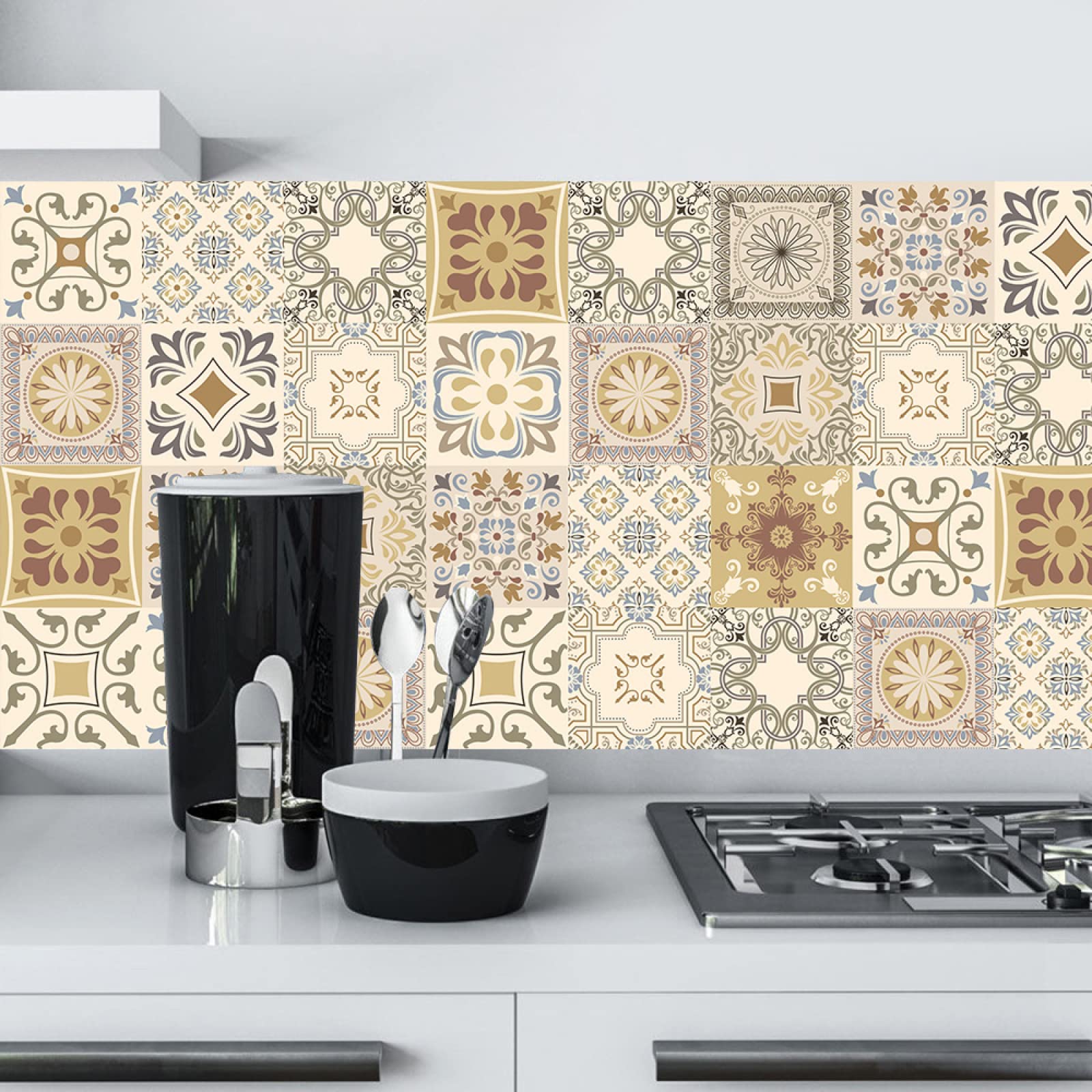 Tile Stickers, 20x10cm Art Deco Self-Adhesive Vinyl Home Decoration