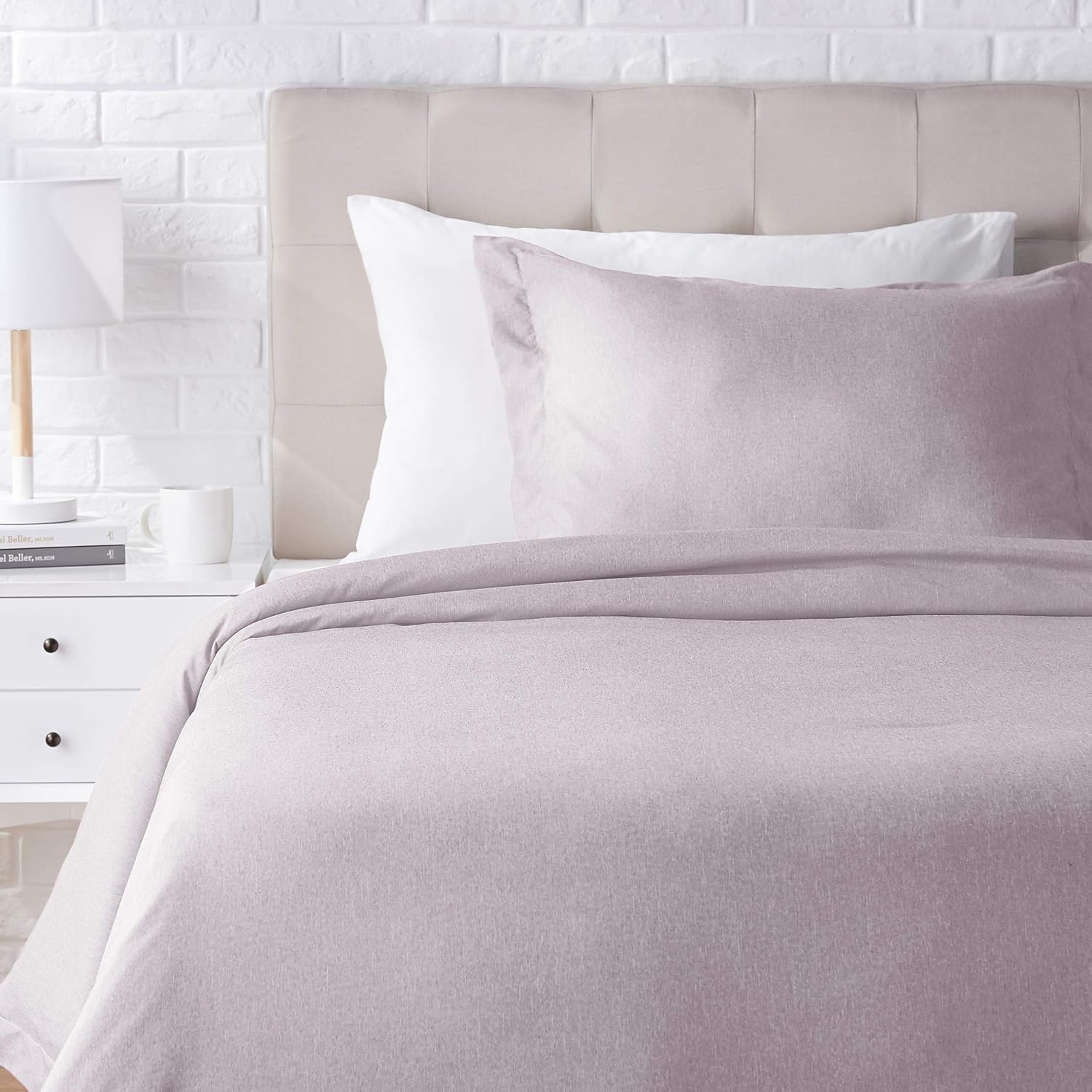 Amazon Basics Chambray Duvet Cover Bed Set - Twin or Twin XL, Purple Dusk
