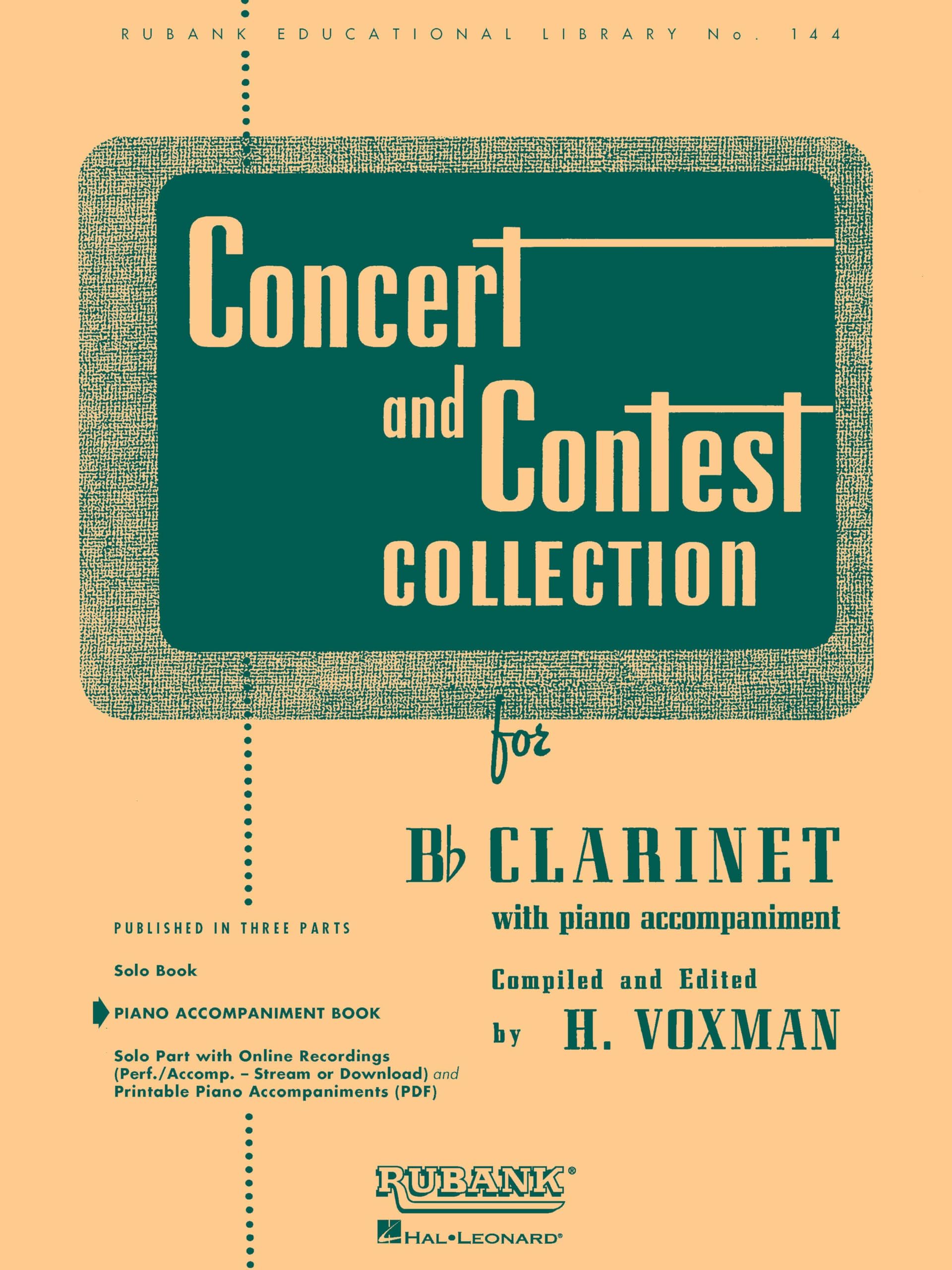 Concert and Contest Collection for Bb Clarinet Piano Accompaniment | Rubank Educational Library | Solo Repertoire for Clarinetists | Classical and Contest Pieces with Accompaniment