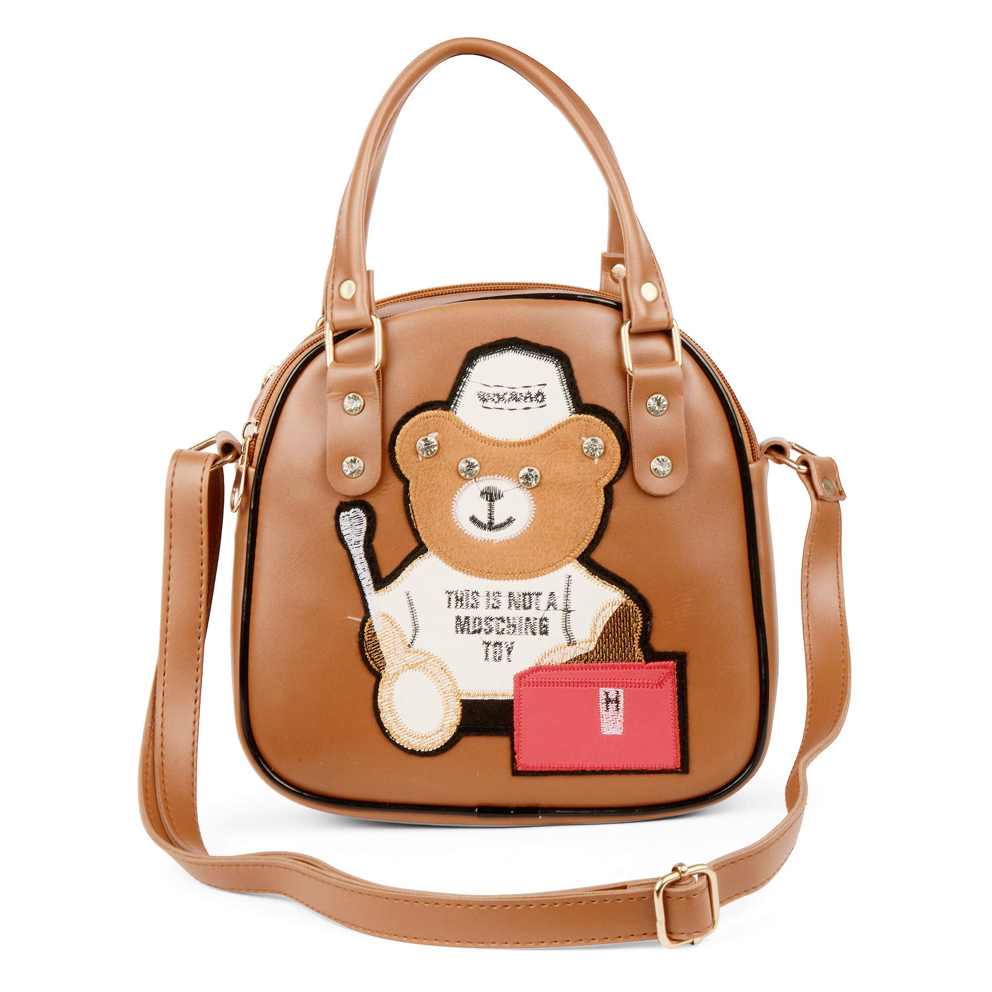 SHAMRIZ Girls Teddy Printed Sling Bag Cross Body Bag (Tan) (B0863G4Y5Z) Amazon Price History, Amazon Price Tracker