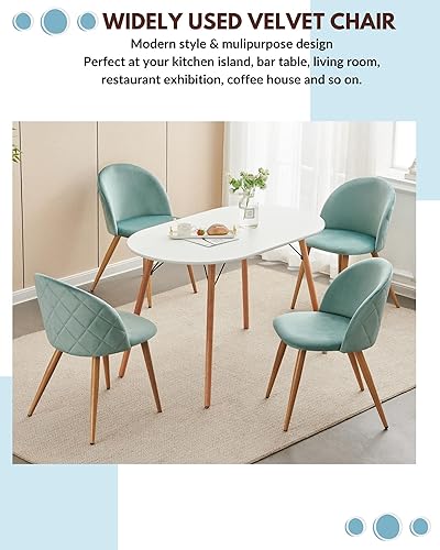 Miniatura 8 de FurnitureR Dining Chairs Set of 2, Velvet Upholstered Kitchen Chairs Modern Dining Room Side Chairs with Soft SeatMetal Legs, Accent Chairs for Home