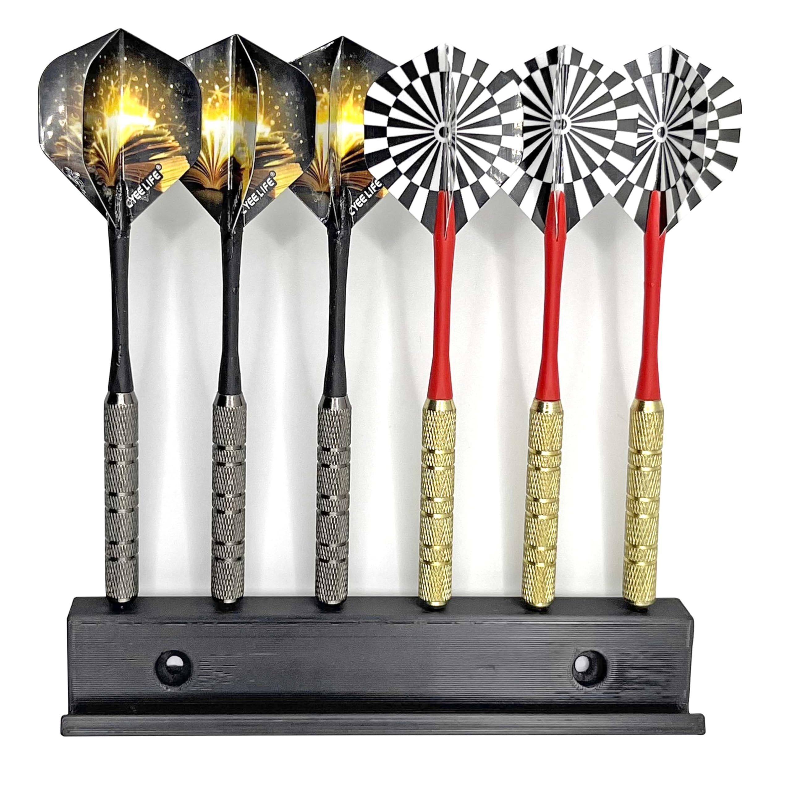 shush Wall Mounted Dart Holder – Dart Rack Storage for 6 Darts, Space-Saving Dartboard Accessory (Black)