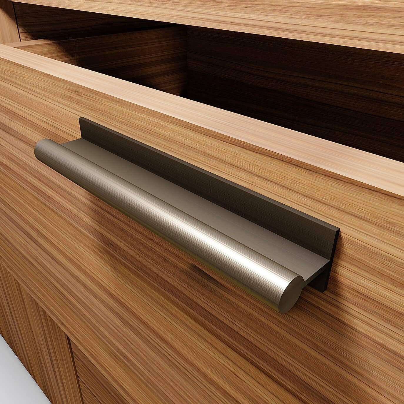 HRX Self-Adhesive Edge Fingerpull Door Handle - Easy to Install Screwless Peel and Stick on Glass, Wood, Metal, Plastic - Sliding Doors Knob for Kitchen Fronts, Drawers & Dressers Panels - 2 Pack