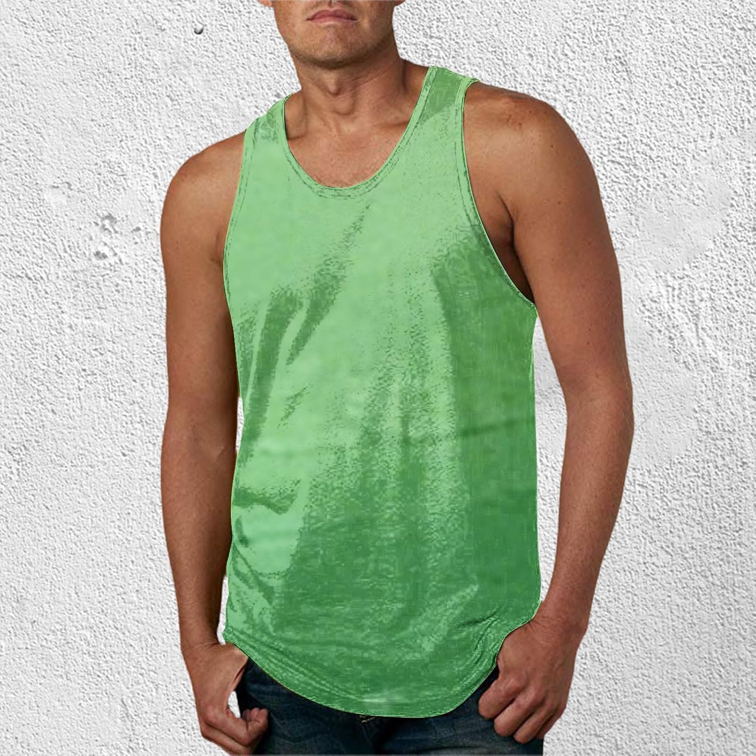 Mens Gradient Sleeveless Shirt Casual Tank Tops Men Summer Fashion Color Block Clothing Plus Size Trendy Printed Tops