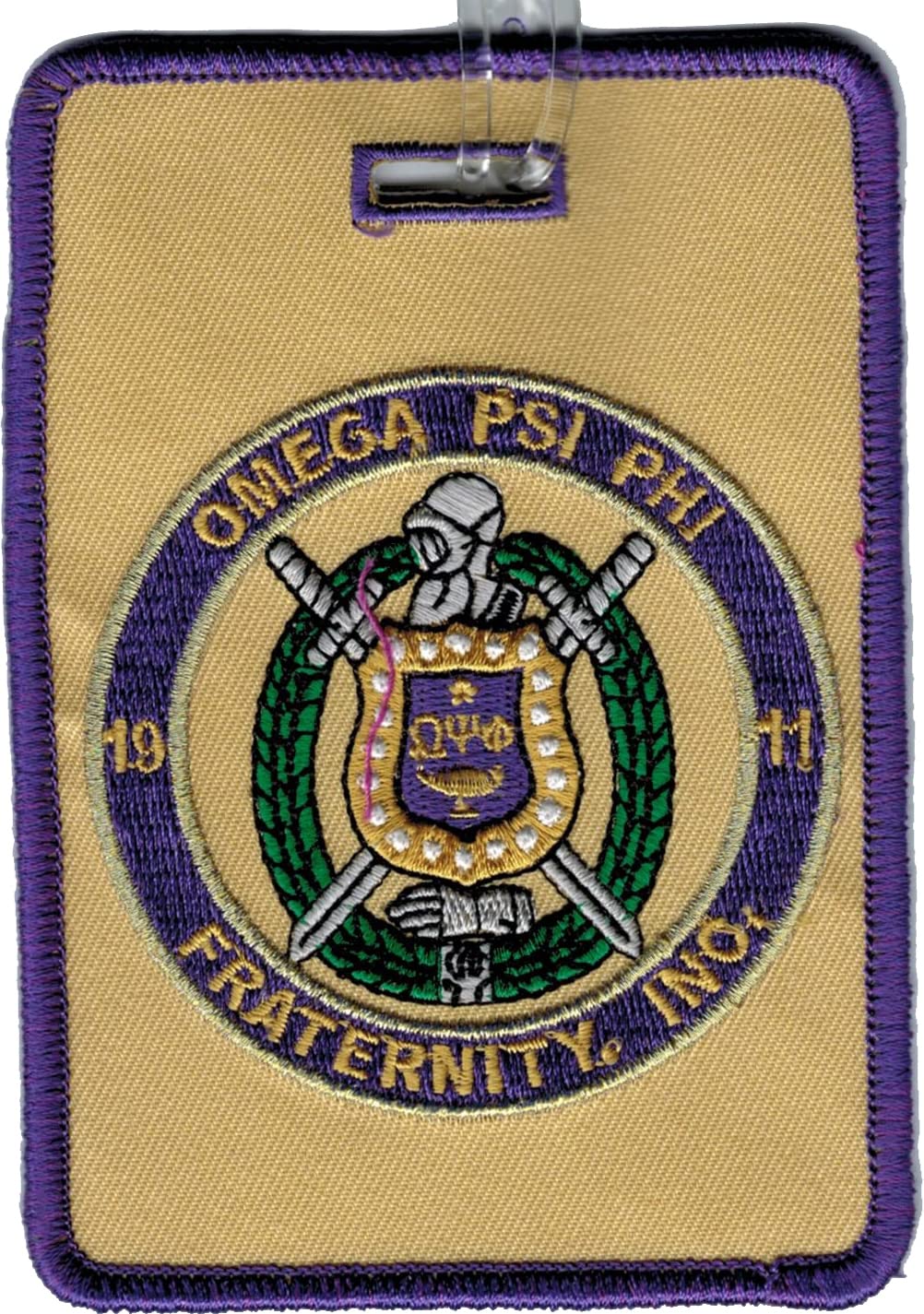 Omega Psi/Ψ Phi Fraternity, Inc. Round Crest Luggage Tag [Gold - 3.125" x 4.5"] - ID#133483
