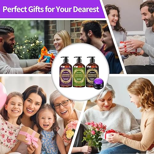 Miniatura 8 de Aceites de masaje para terapia de masaje, kit de masaje regalos para mujeres y hombres con árnica, lavanda, regalos de spa, paquete de 3 aceites de