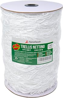 AlpineReach Heavy Duty Trellis Netting 5x350 ft White Polyester 6 Inch Mesh for Tomatoes Peas Vines High Yield Plants