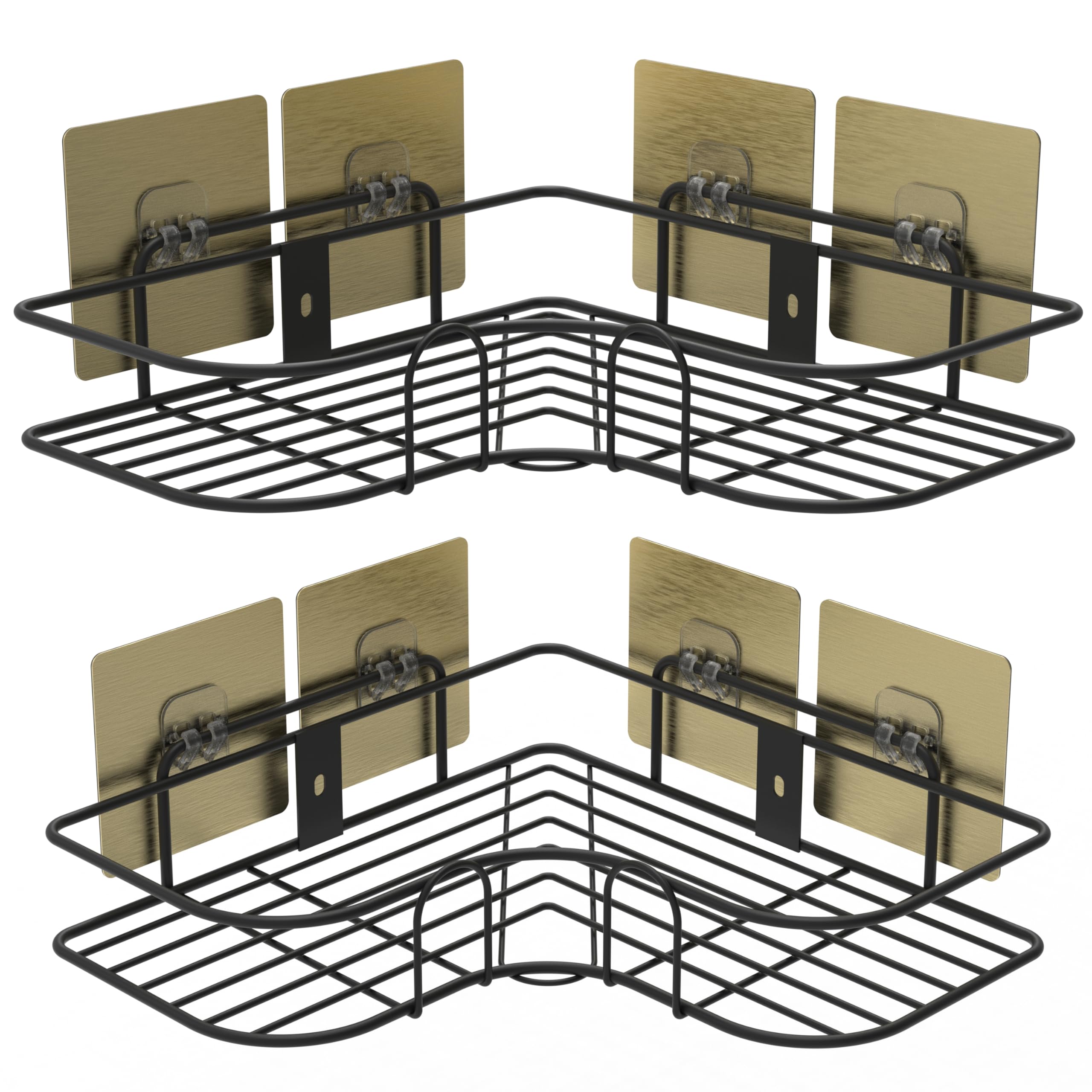 Metal Corner Shelf for Bathroom and Kitchen | Multi-Purpose Self-Adhesive Bathroom Shelf | Bathroom Corner Shelves | Washroom Storage Organiser and Bathroom Shelf for Wall (Pack of 2)