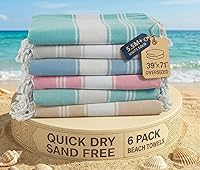 Vista 81 de LANE LINEN Paquete de 6 toallas de playa prelavadas de gran tamaño, elegantes toallas de secado rápido para piscina y viaje para adultos, 39 x 71
